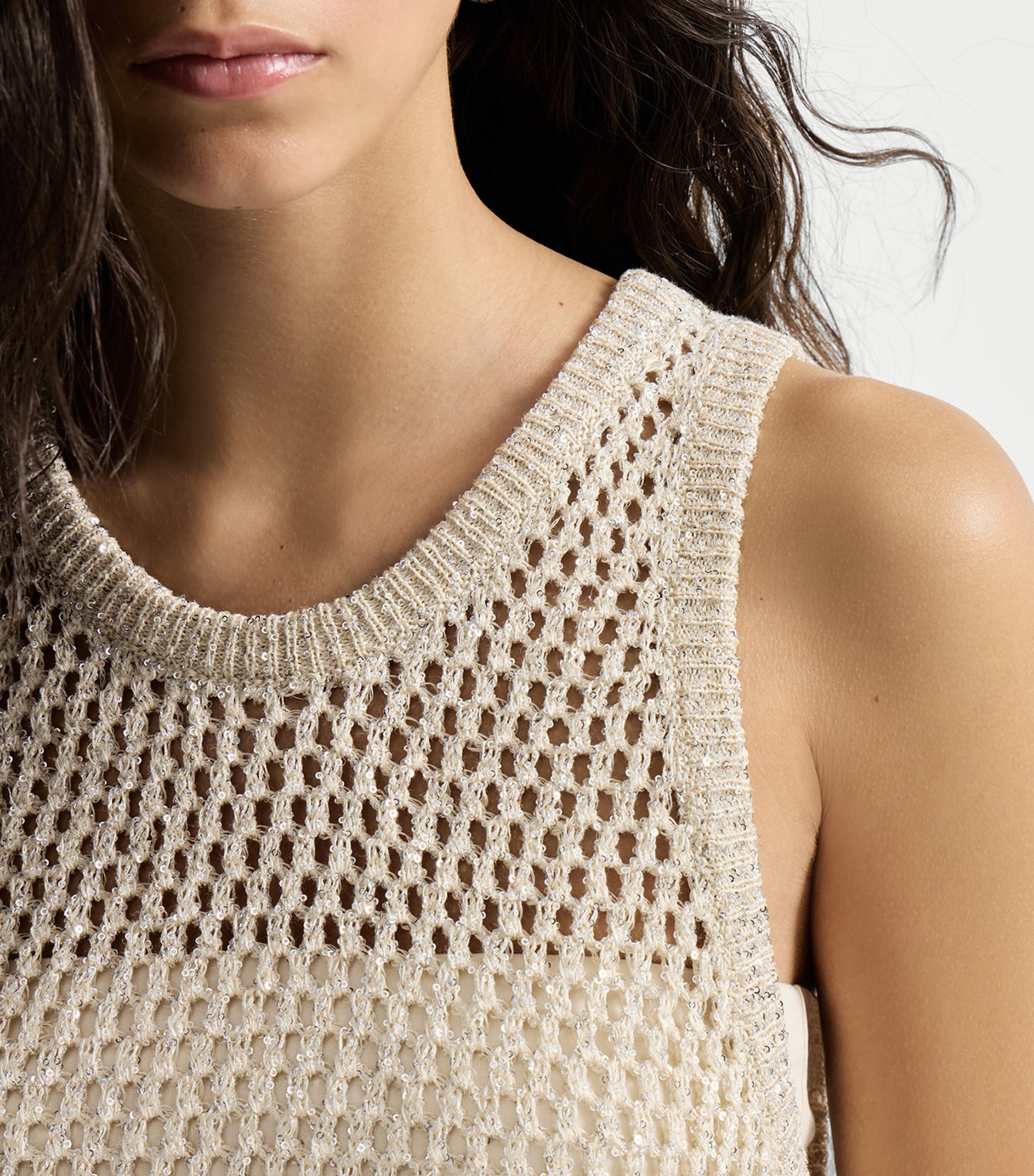 Brunello Cucinelli Womens Dazzling Open-Knit Top Image 6