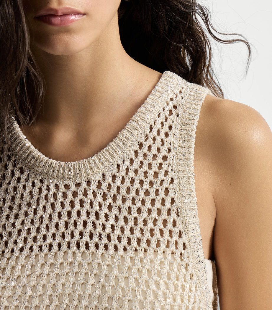 Brunello Cucinelli Womens Dazzling Open-Knit Top Image 6