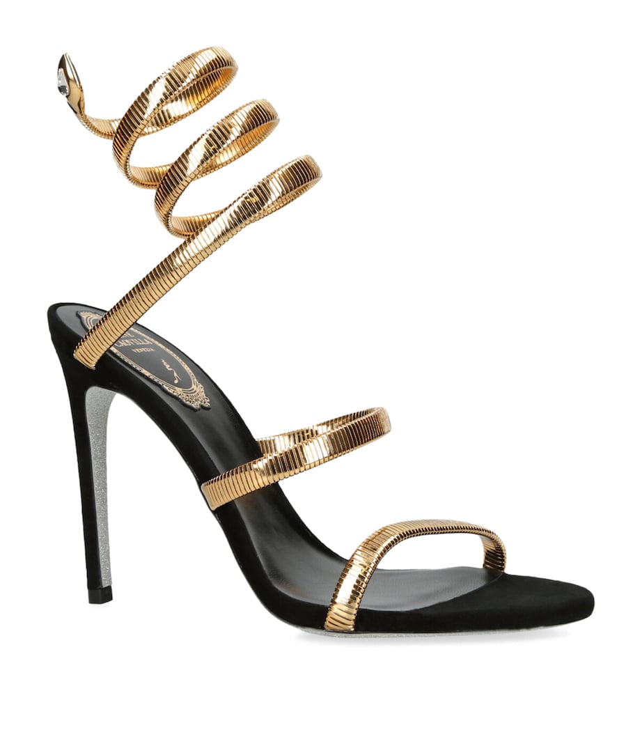 René Caovilla Suede Juniper Sandals 105 Gold Comb Image 6