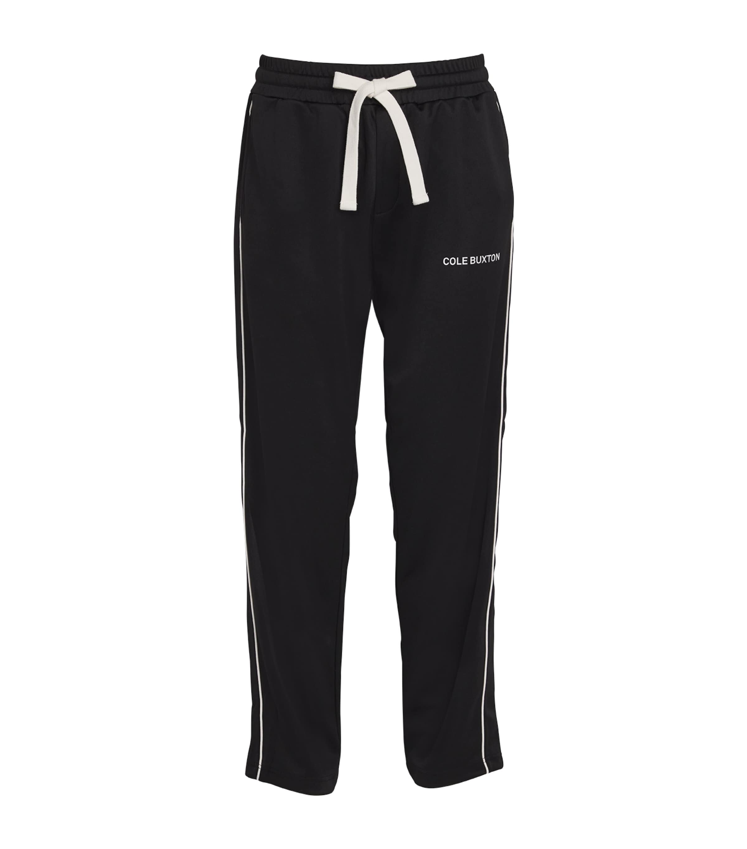 Cole Buxton Mens Black Piping-trimmed Wide-leg Jersey Jogging Bottoms In Black