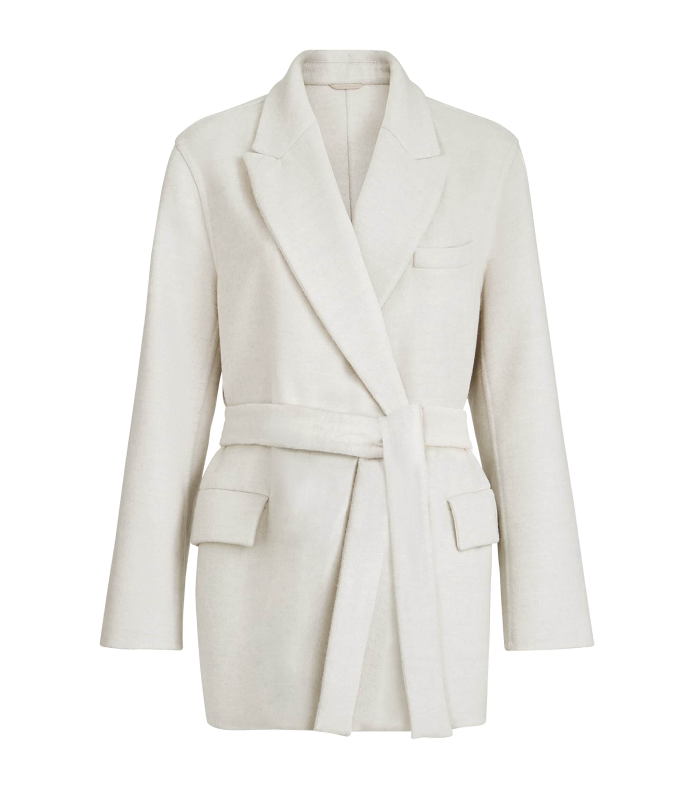 Brunello Cucinelli Virgin Wool Belted Blazer In White
