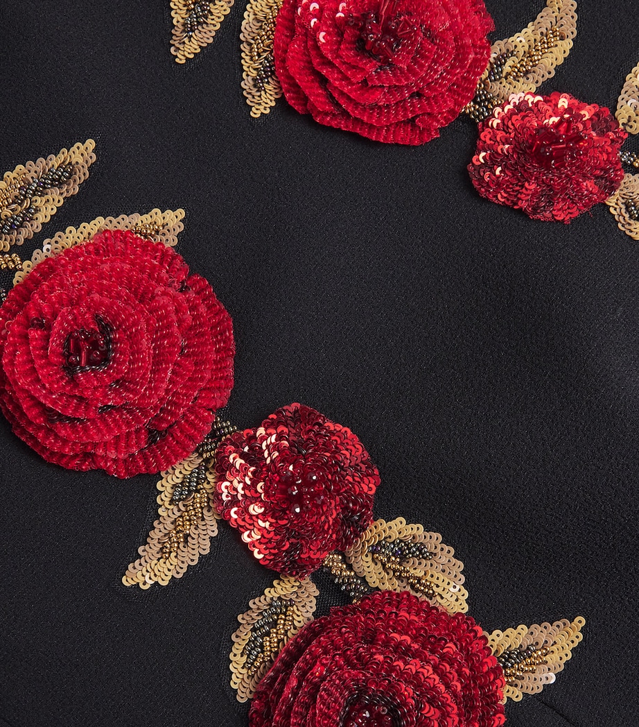 Appliqué Rosetta Midi Dress BLACK Image 4