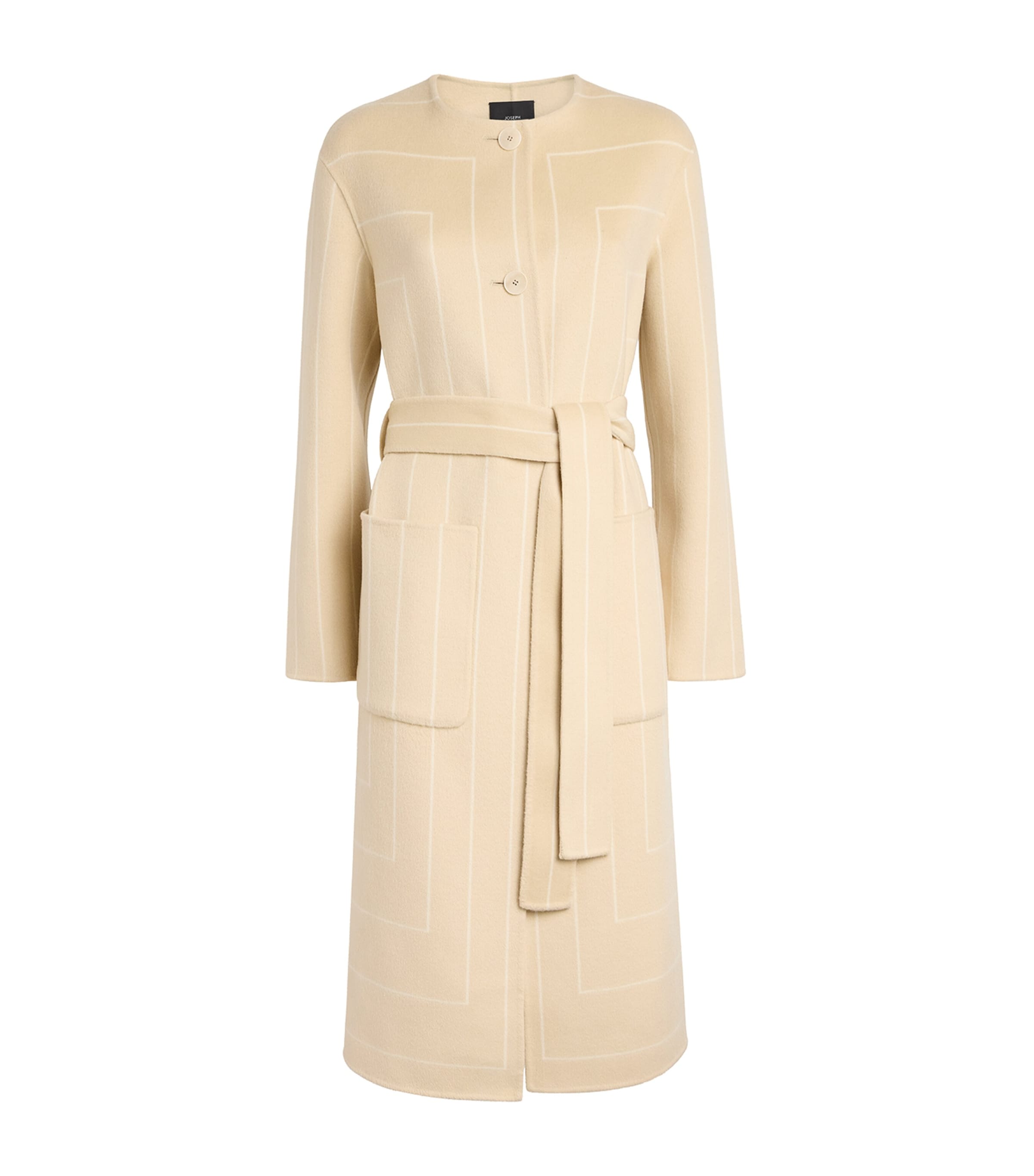 Joseph Scheffer Striped Wool And Silk-blend Coat In Neutral