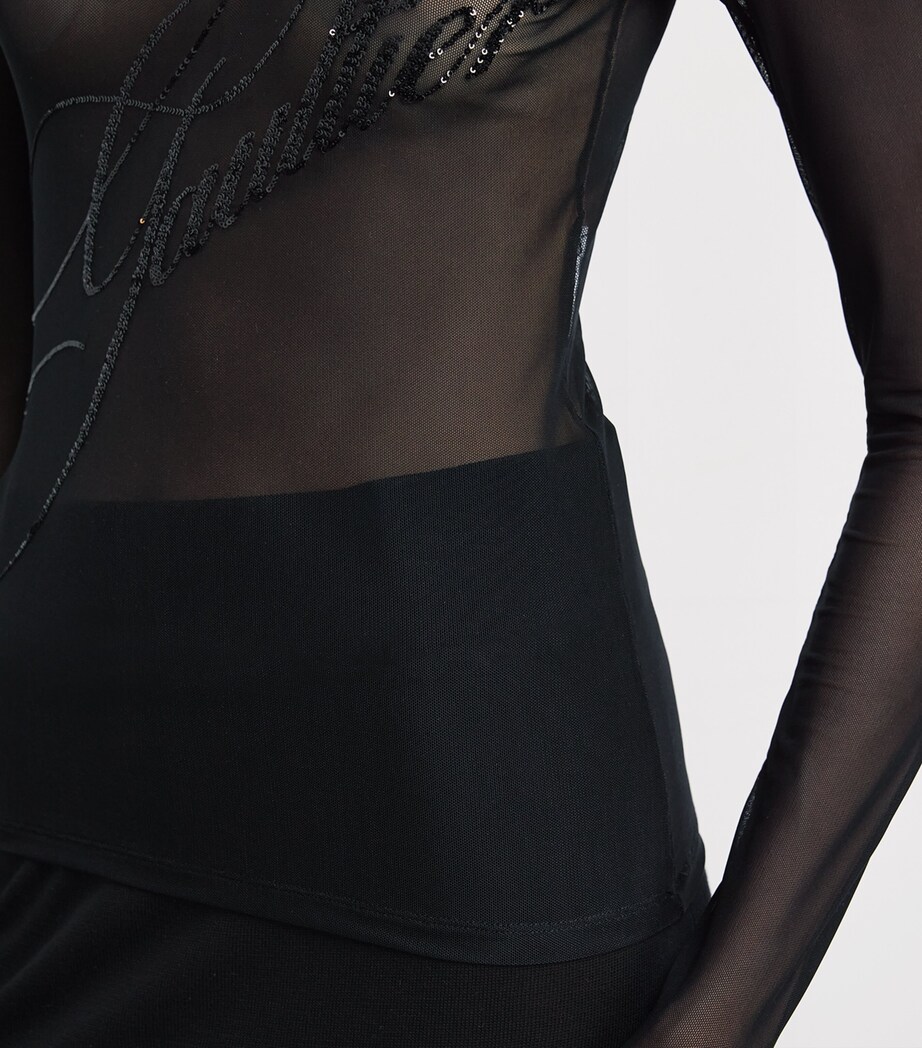 Mesh Sequin-Branded T-Shirt 00-BLACK Image 6