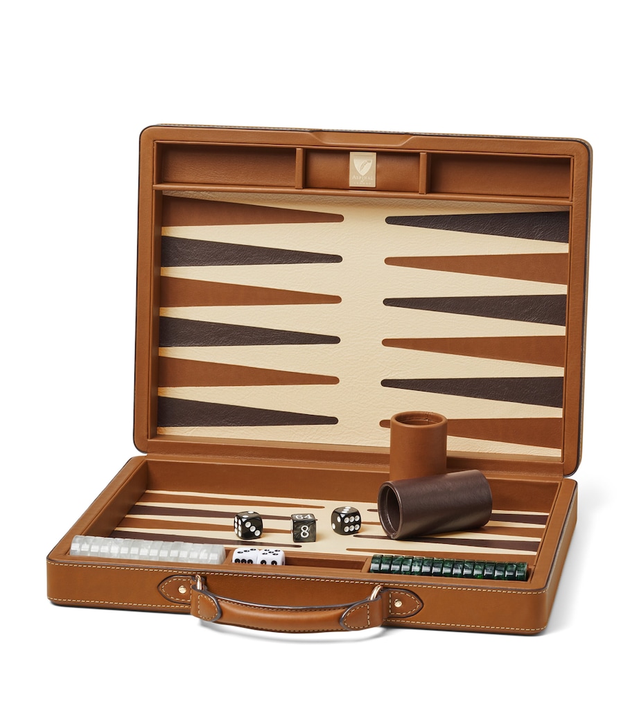 Leather and Raffia Backgammon Set NEUTRAL Image 1