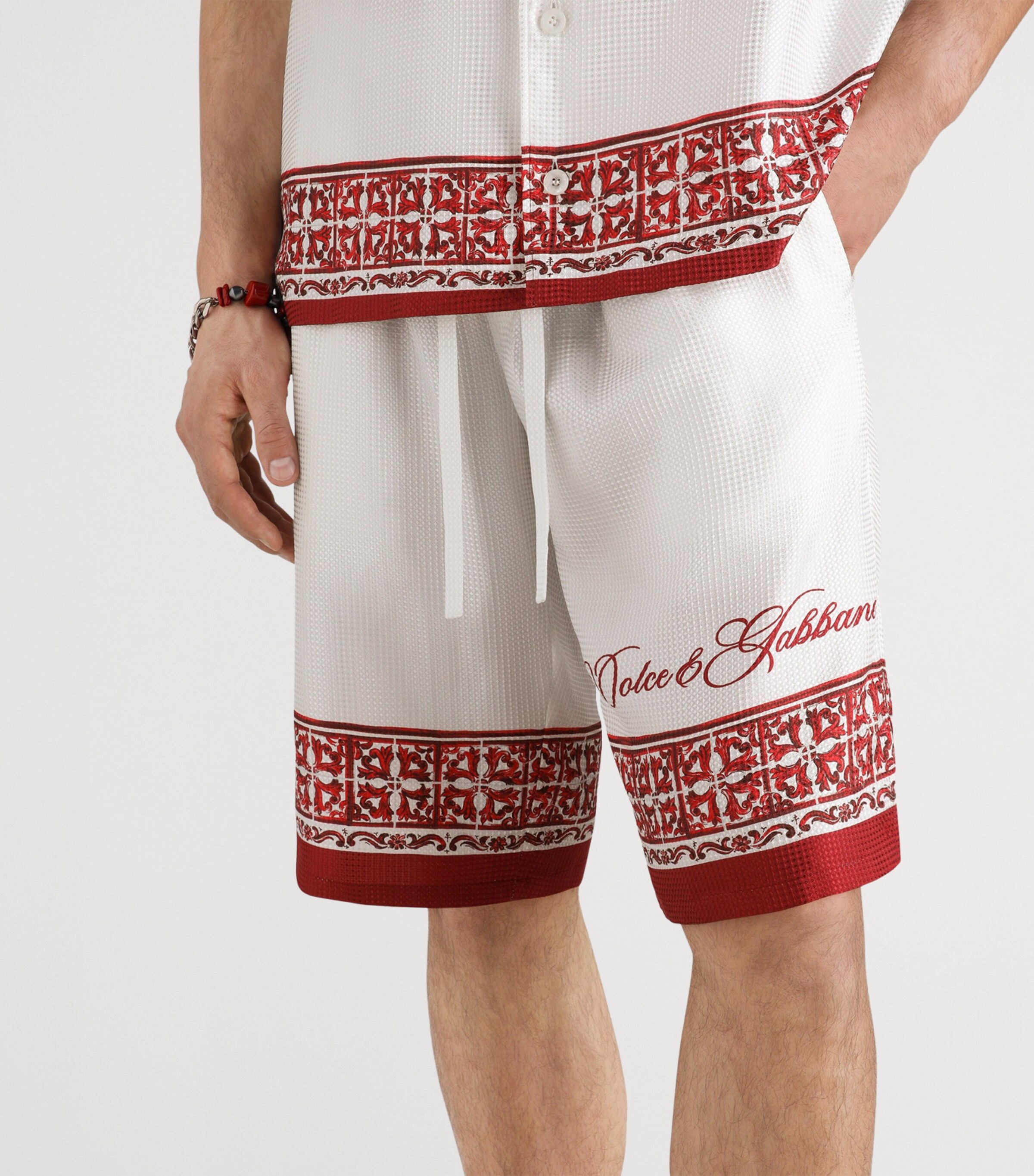 Dolce&Gabbana Mens Silk Printed Shorts Maiolica Ru Image 5