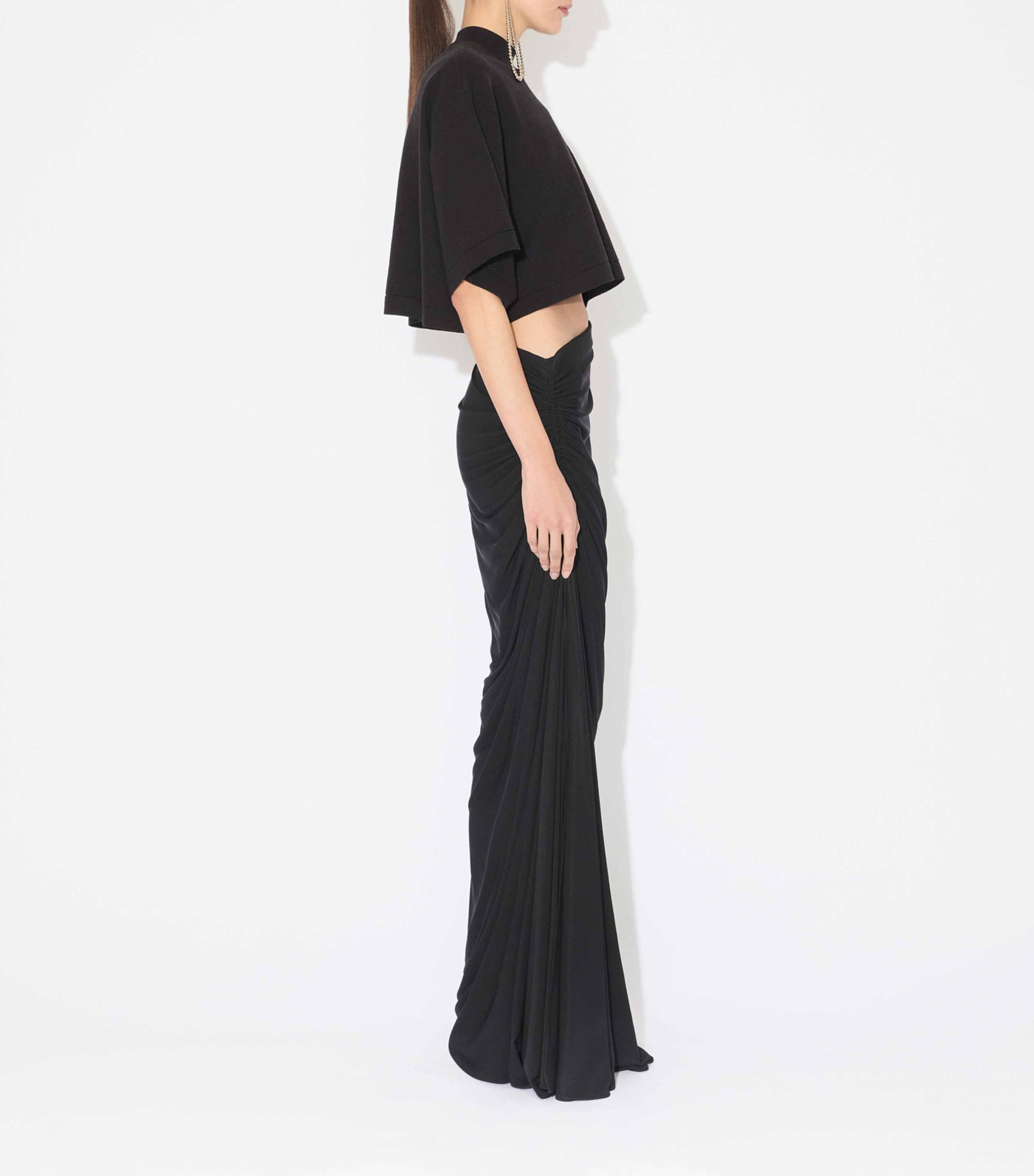 Gathered Asymmetric Maxi Skirt NOIR ALAIA Image 4