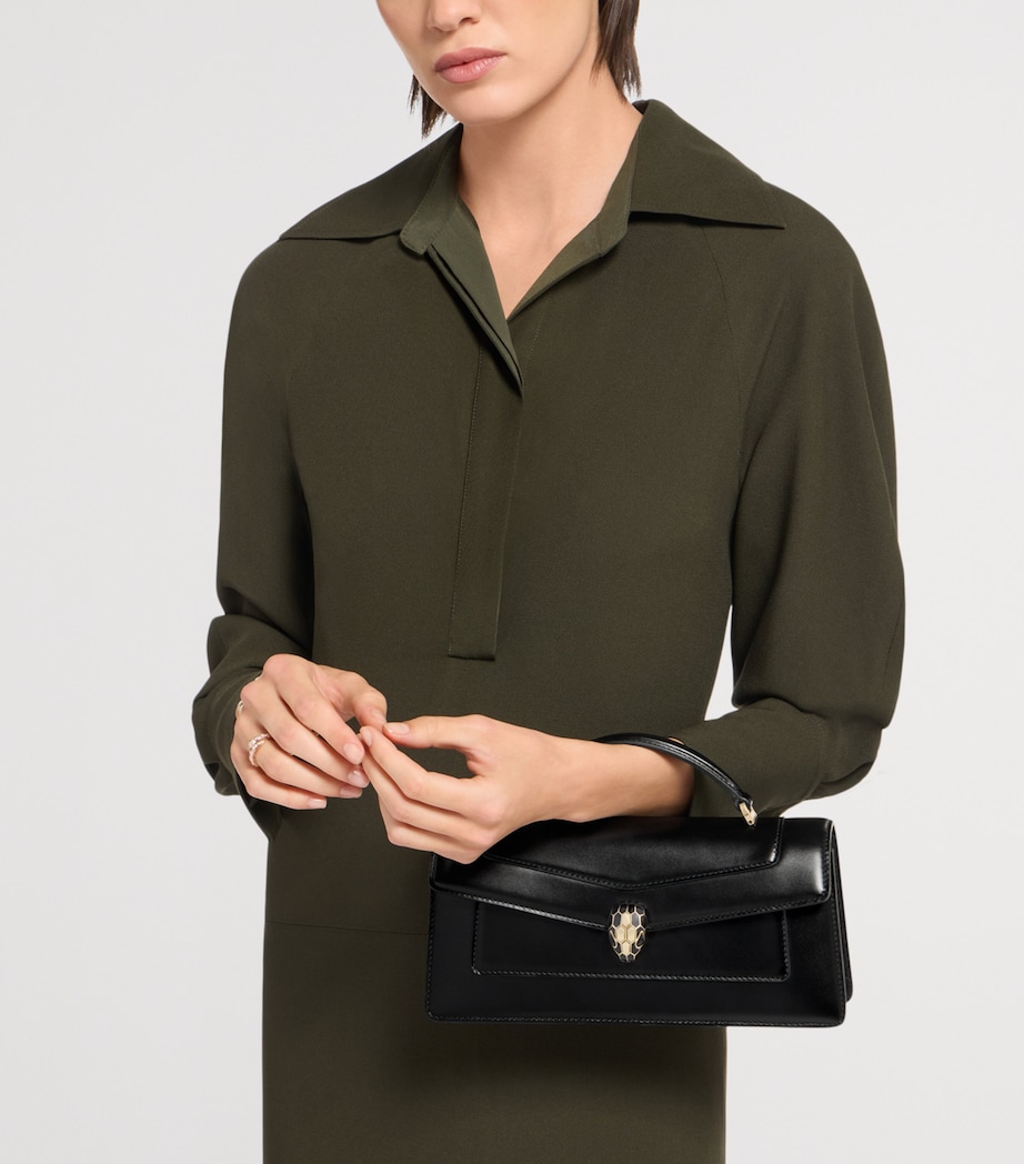 Bvlgari Leather Serpenti Forever Top-Handle Bag Black Image 5
