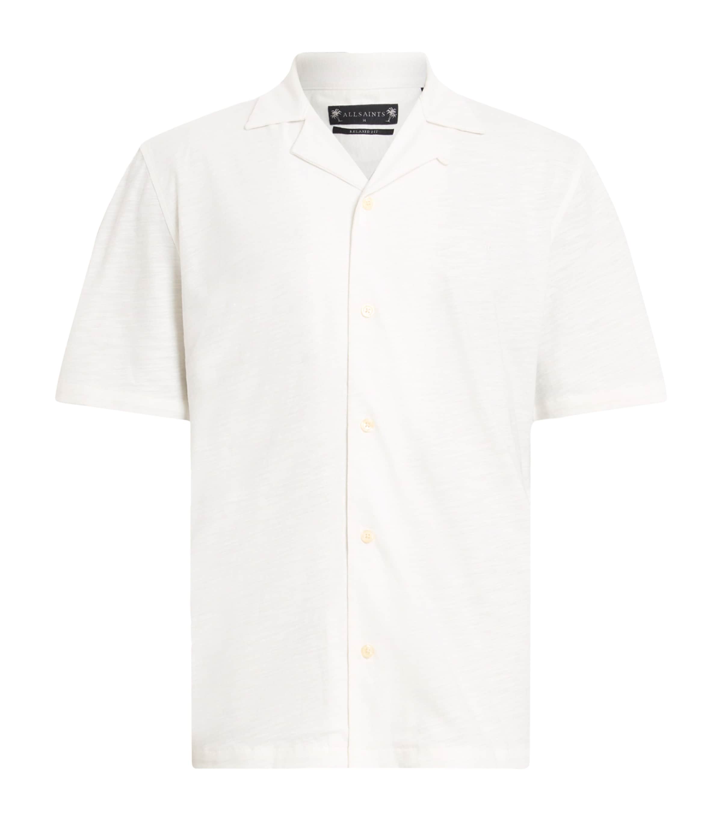 Allsaints Mens Jetstream Whit Admon Short-sleeved Stretch-cotton Shirt In White