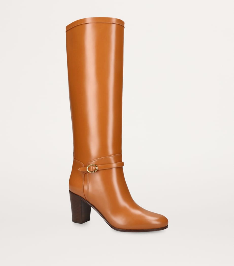 Leather Pattie Knee-High Boots 75 MID BROWN Image 3