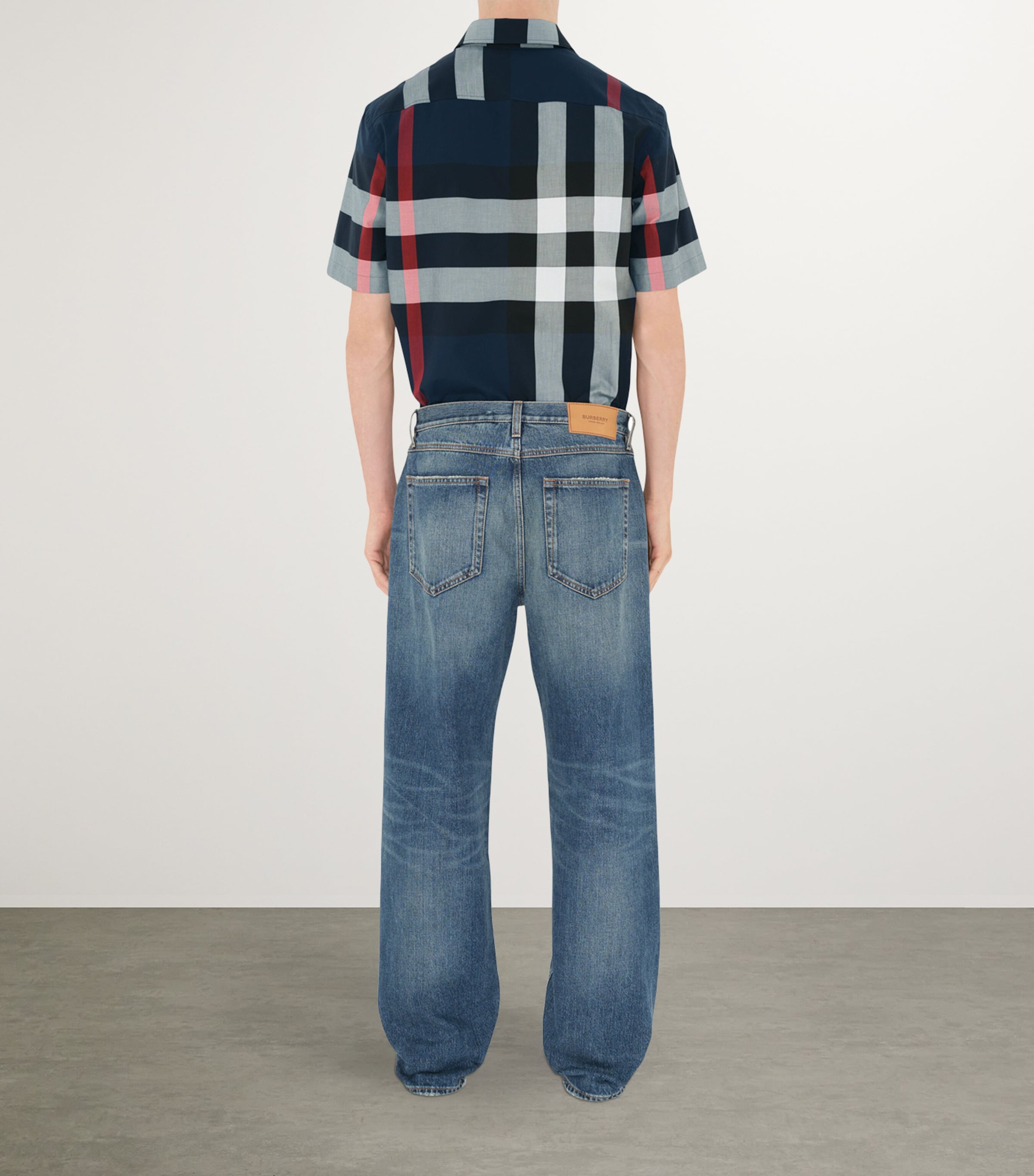 Cotton Enlarged-Check Short-Sleeve Shirt NAVY IP CHECK Image 6