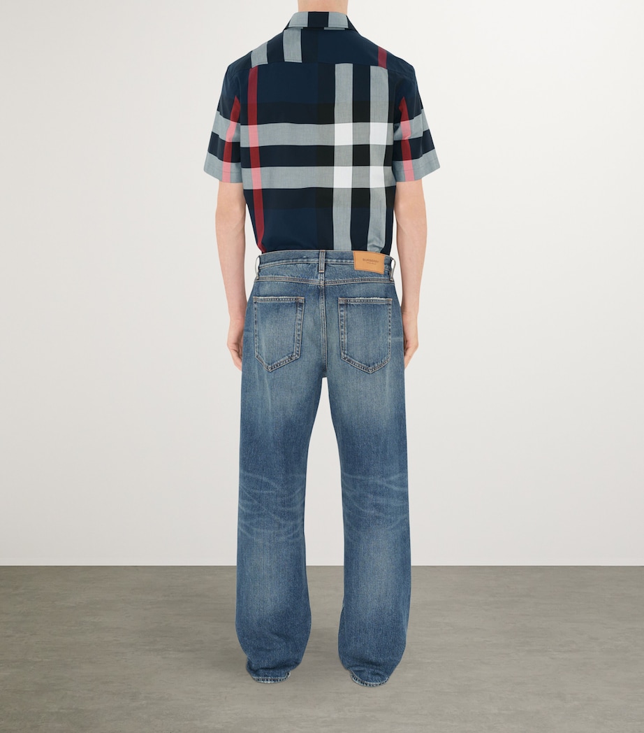 Cotton Enlarged-Check Short-Sleeve Shirt NAVY IP CHECK Image 6