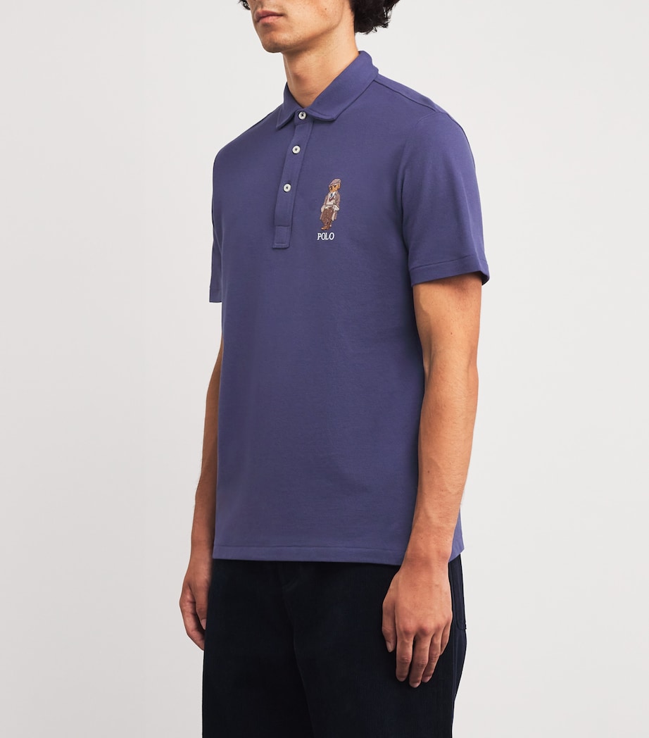 Cotton Polo Bear Polo Shirt BLUE Image 3