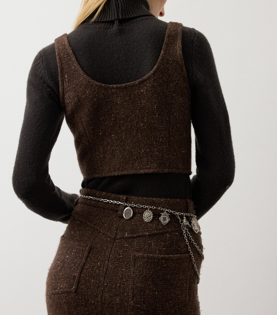 Ralph Lauren Collection Womens Wool-Blend Sherry Sleeveless Top Brown Multi Image 3