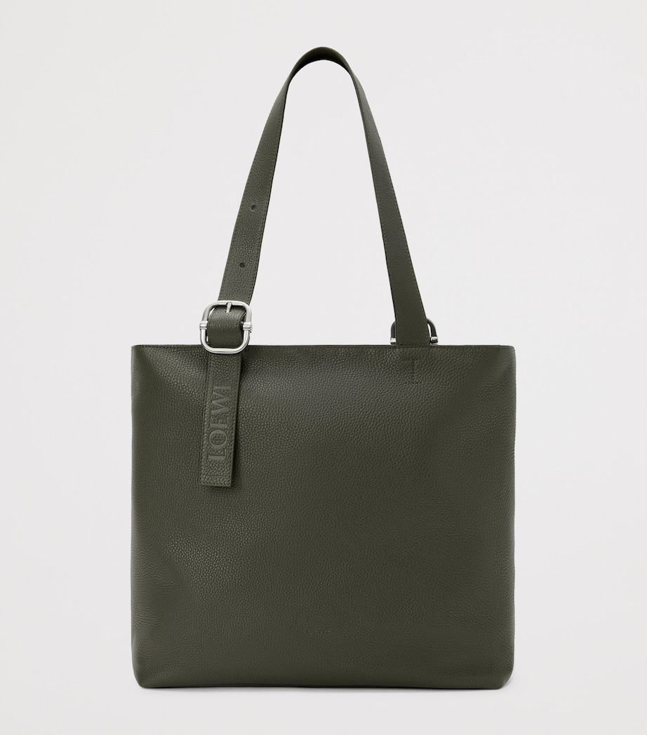 Grained Calfskin Loop Tote Bag DARK KHAKI Image 2