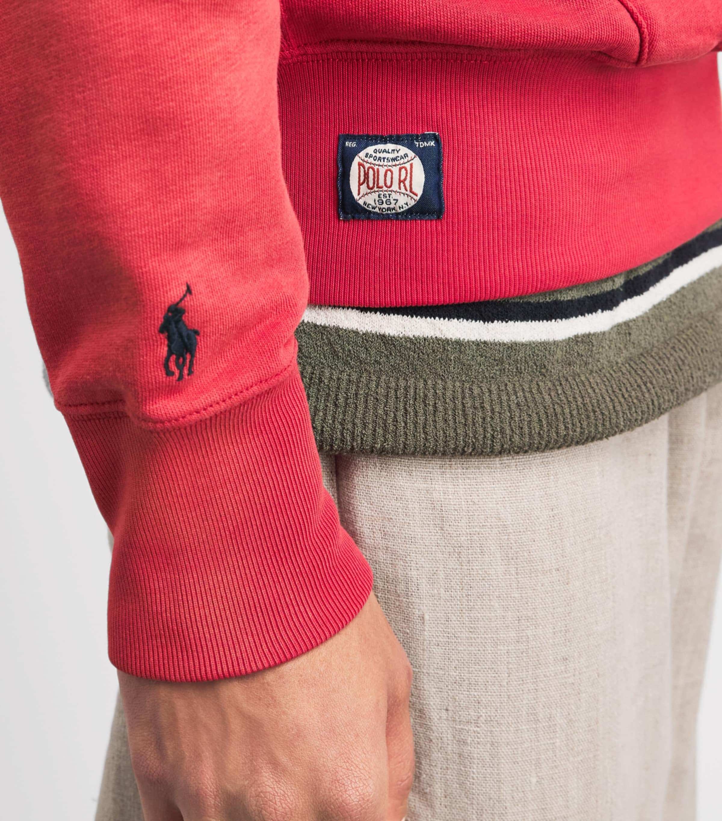 Polo Ralph Lauren Mens x Yankees Logo Hoodie Sunrise Red Image 3