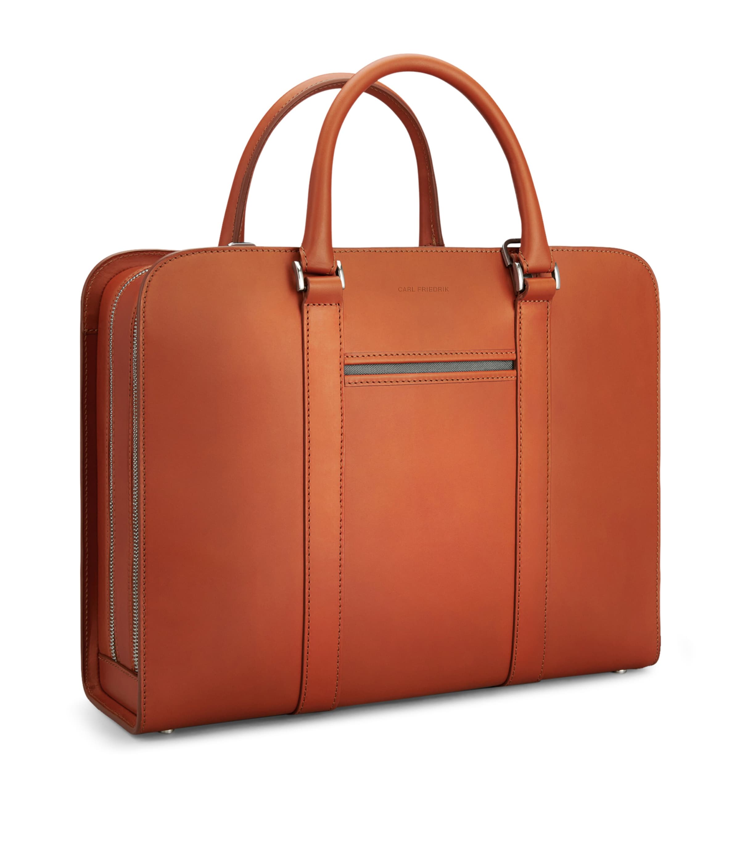 Leather Palissy Double Briefcase COGNAC/ GREY Image 2