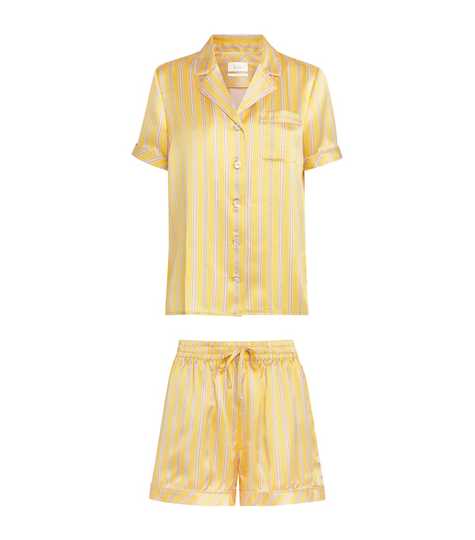 Harrods Silk Stripe Short Pyjama Set Yellow