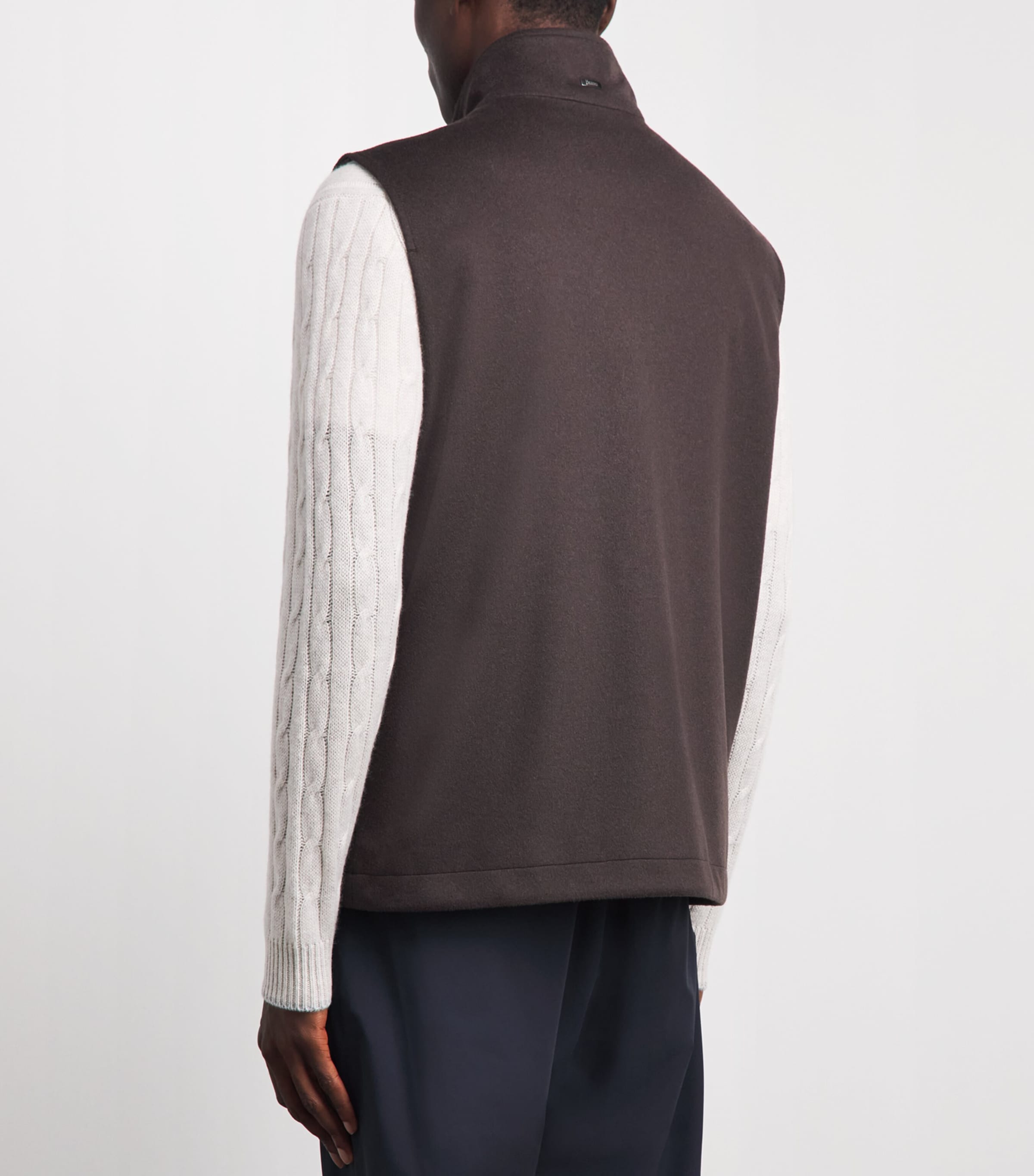 Herno Mens Wool-Cashmere Gilet Marrone Scuro Image 5