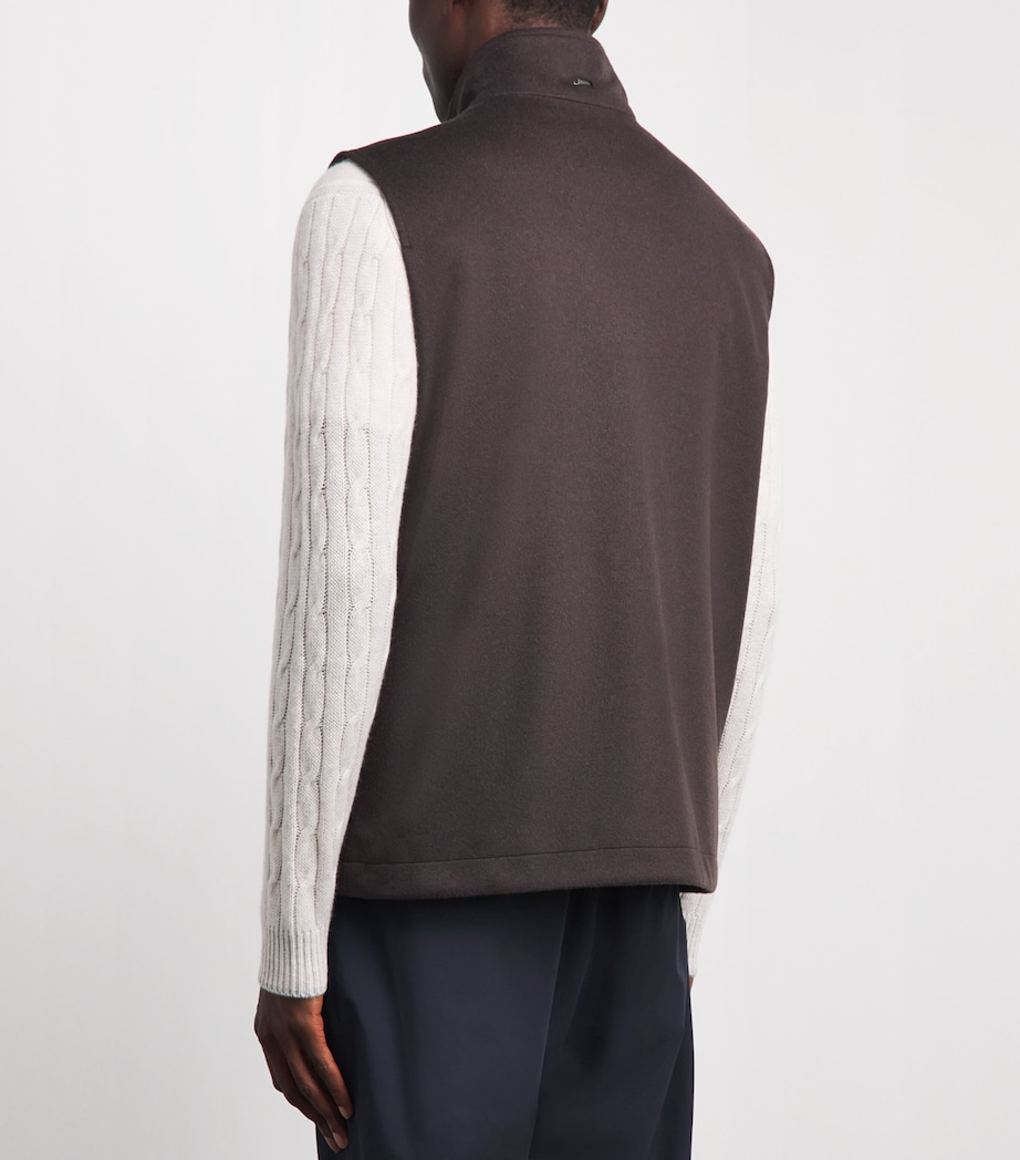 Herno Mens Wool-Cashmere Gilet Marrone Scuro Image 5