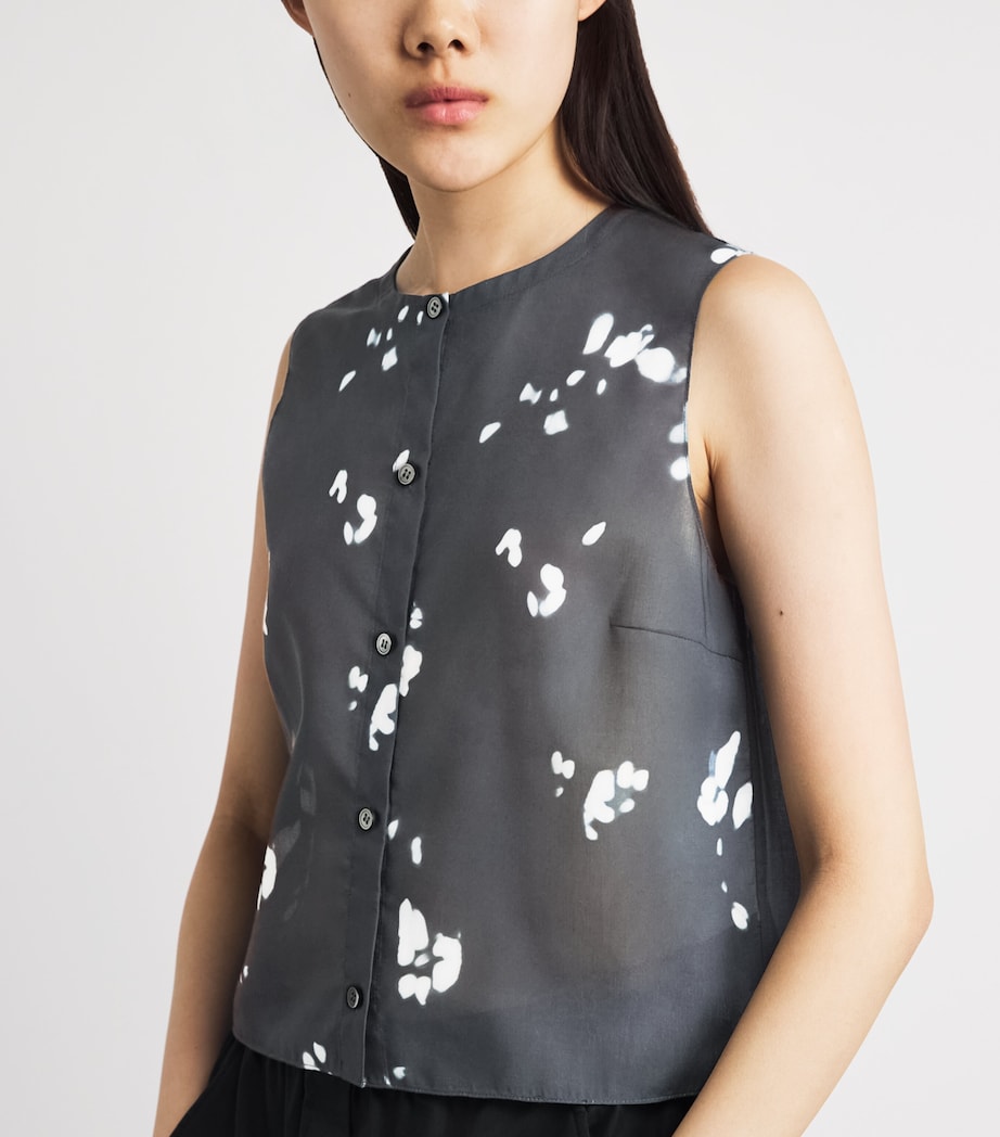 Theory Womens Shell Printed Top Black Multi Image 3