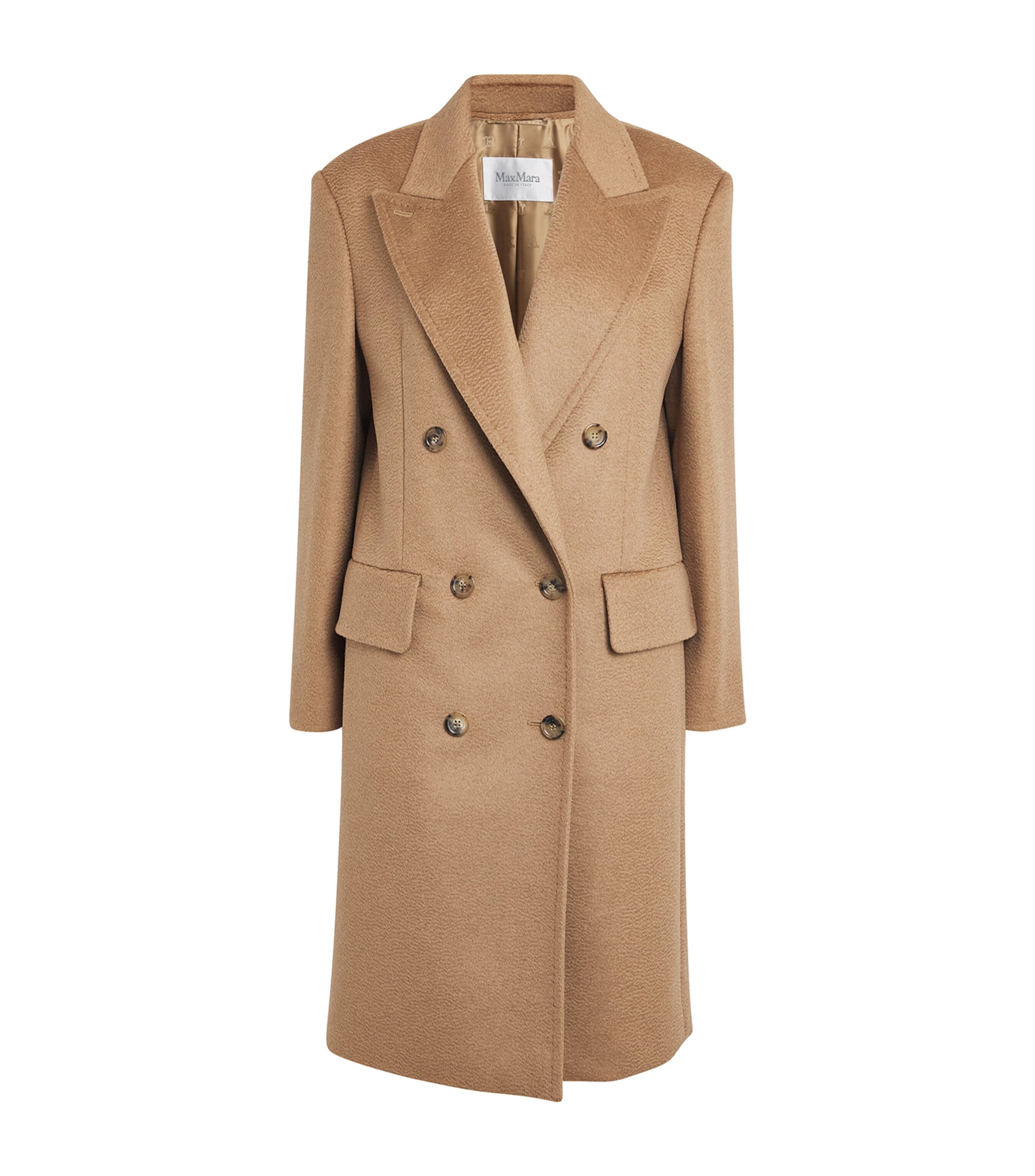 Camel Wool Peak Lapel Pea Coat CAMEL Image 1