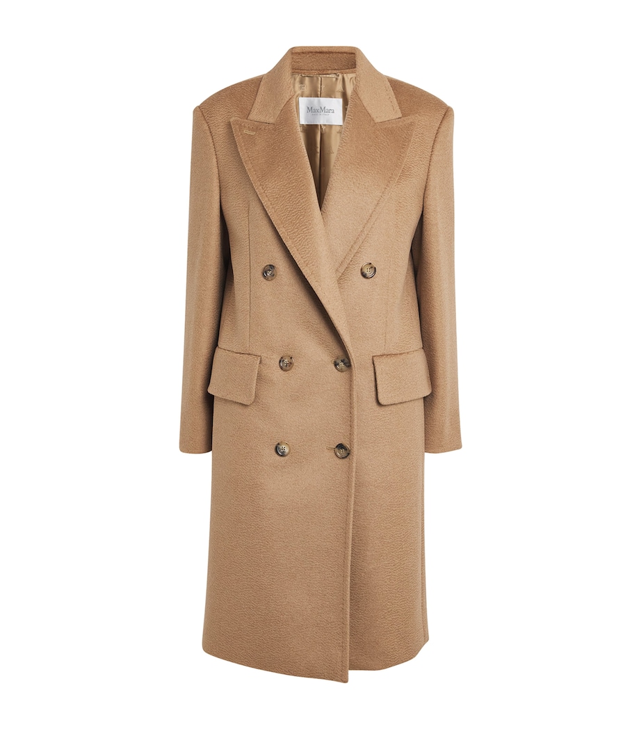 Camel Wool Peak Lapel Pea Coat CAMEL Image 1