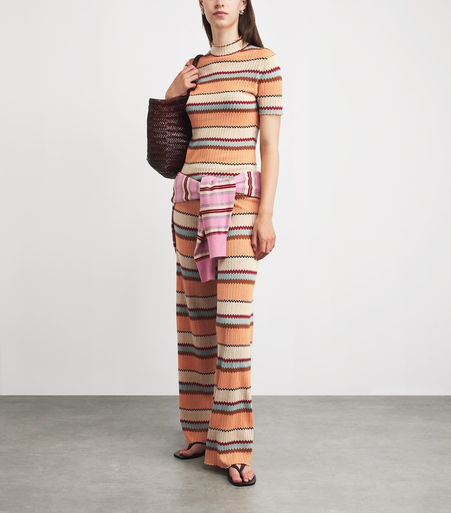 Guest In Residence Womens Linen-Silk Stripe Palazzo Trousers Nectar Combo Nctrco Image 2