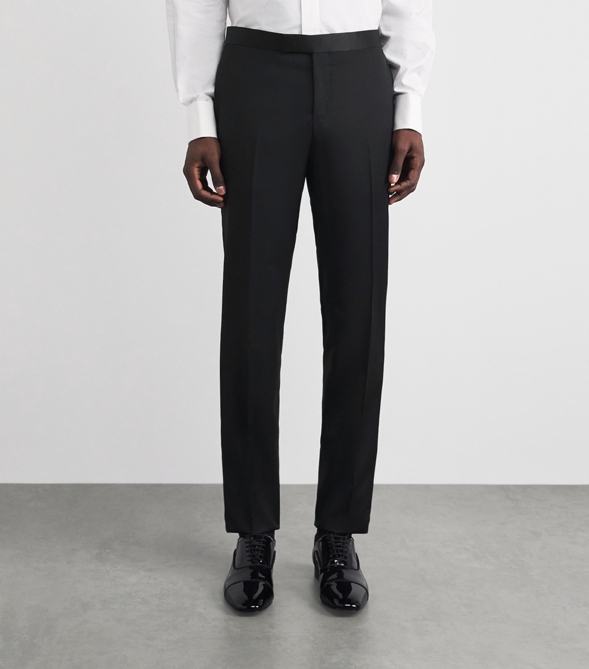 Pal Zileri Mens Wool-Blend Satin-Trim Trousers Black Image 4