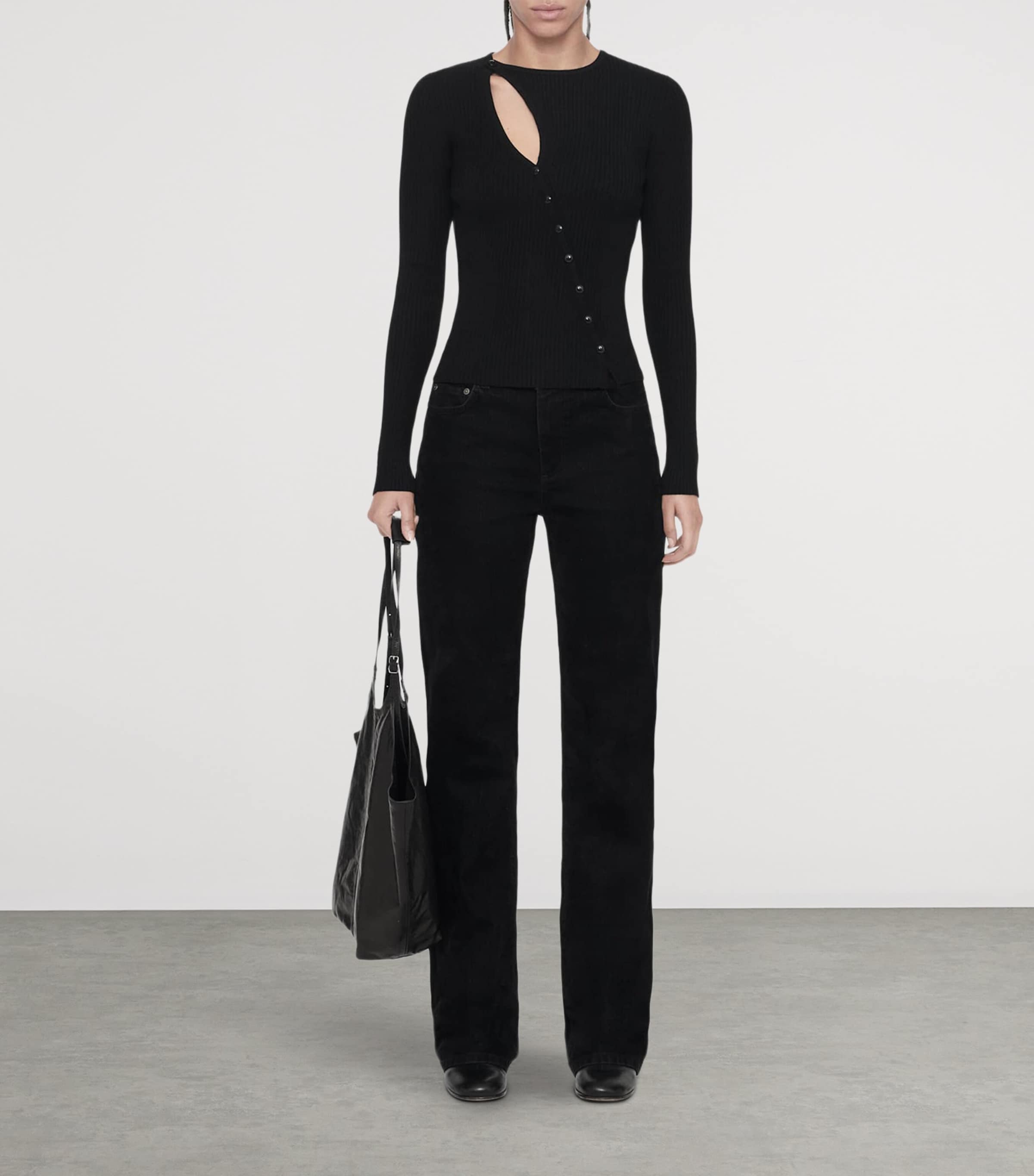 AllSaints Womens Cut-Out Cruz Cardigan Black Image 2