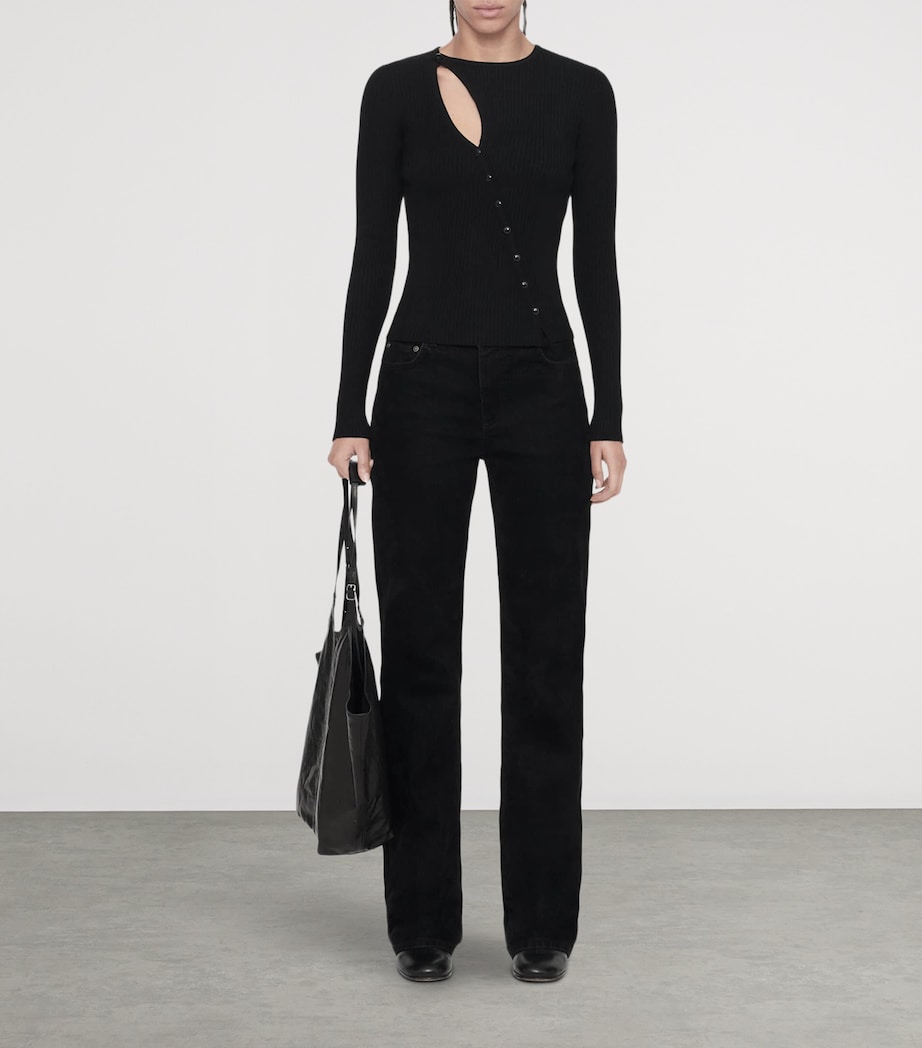 AllSaints Womens Cut-Out Cruz Cardigan Black Image 2