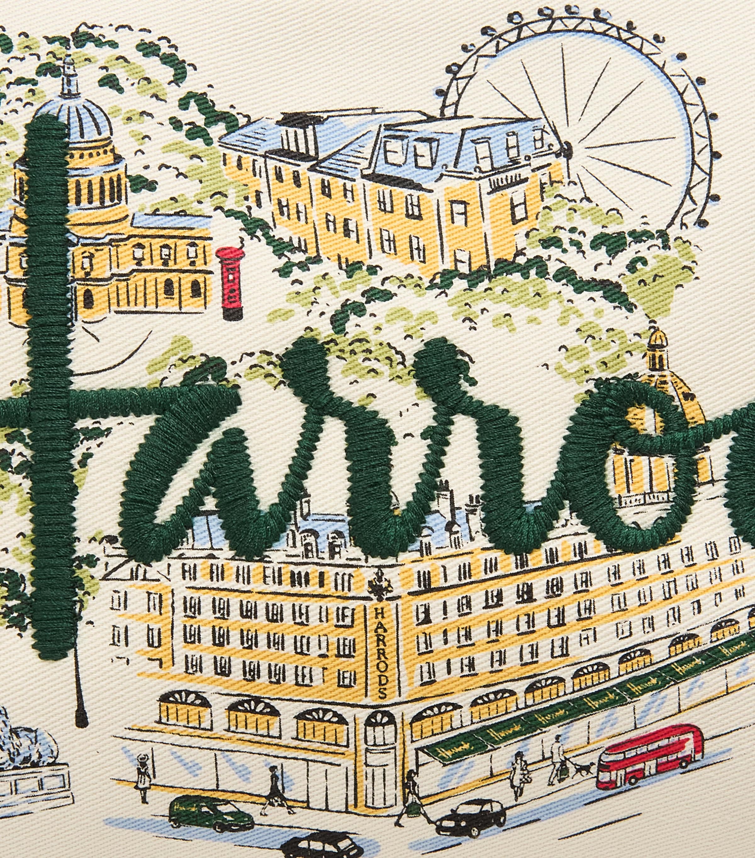 Harrods Medium Canvas City Stories Wash Bag Ivory Image 3