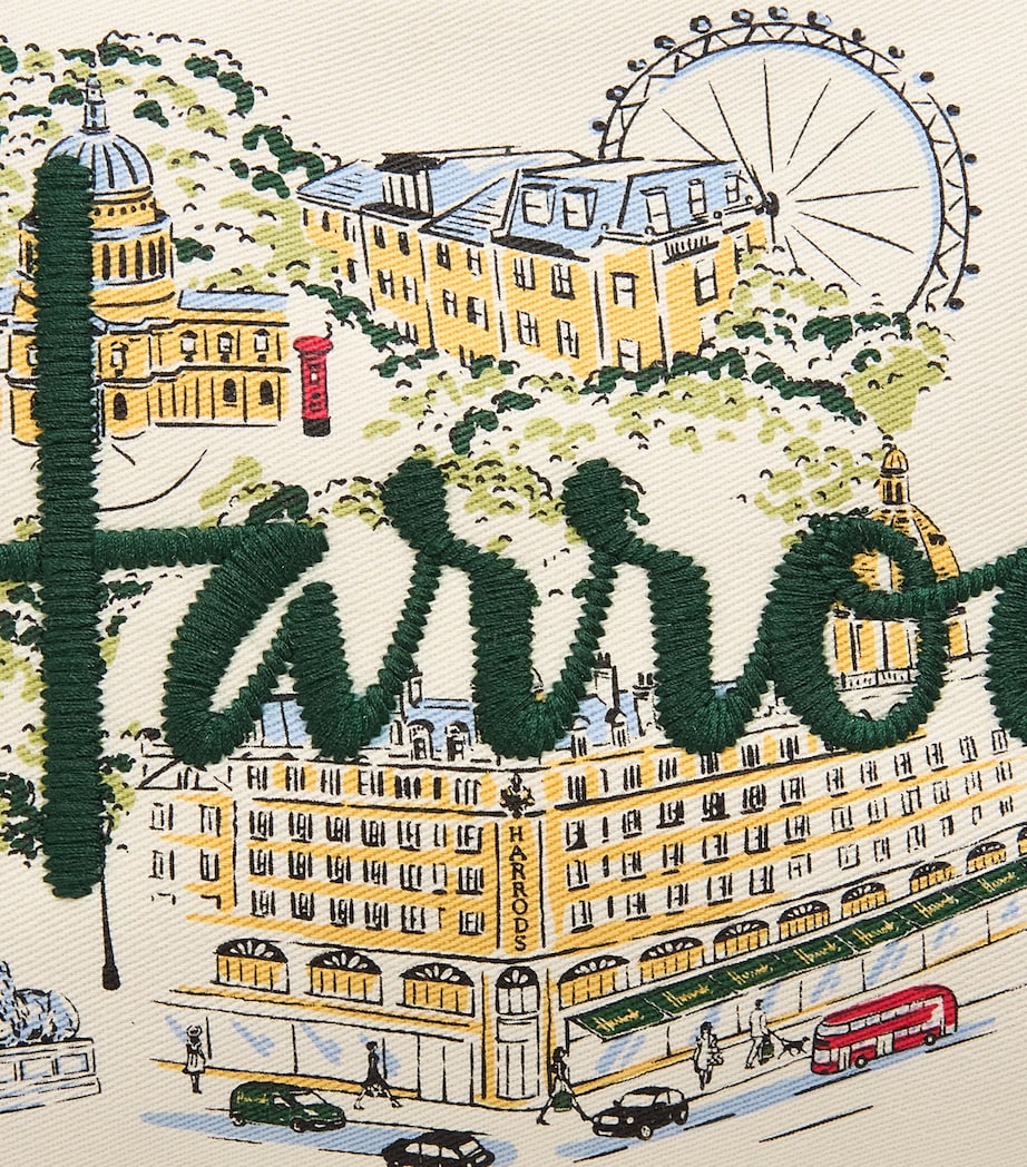 Harrods Medium Canvas City Stories Wash Bag Ivory Image 3