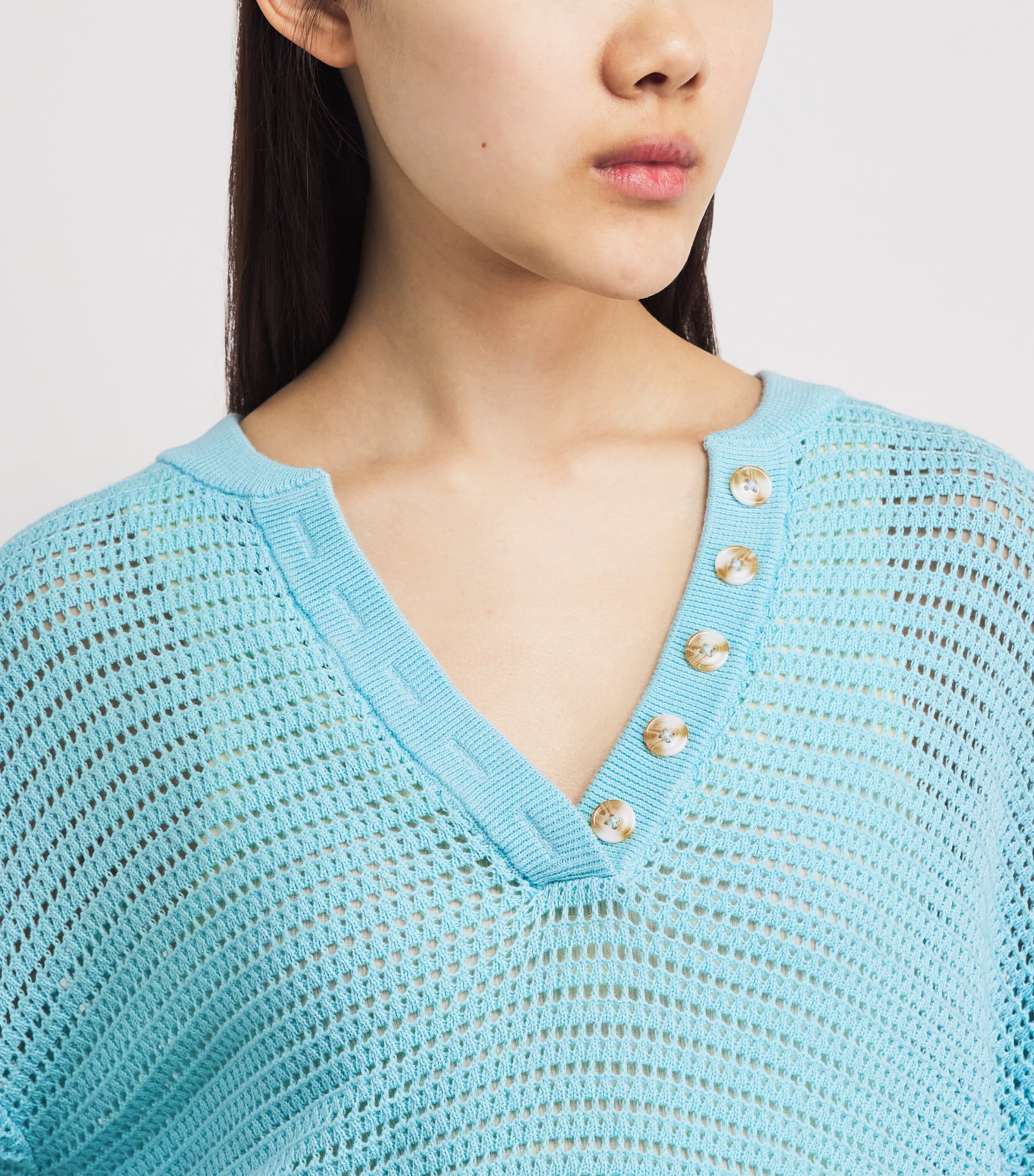 Varley Womens Knitted Callie Top Porcelain Blue Image 3