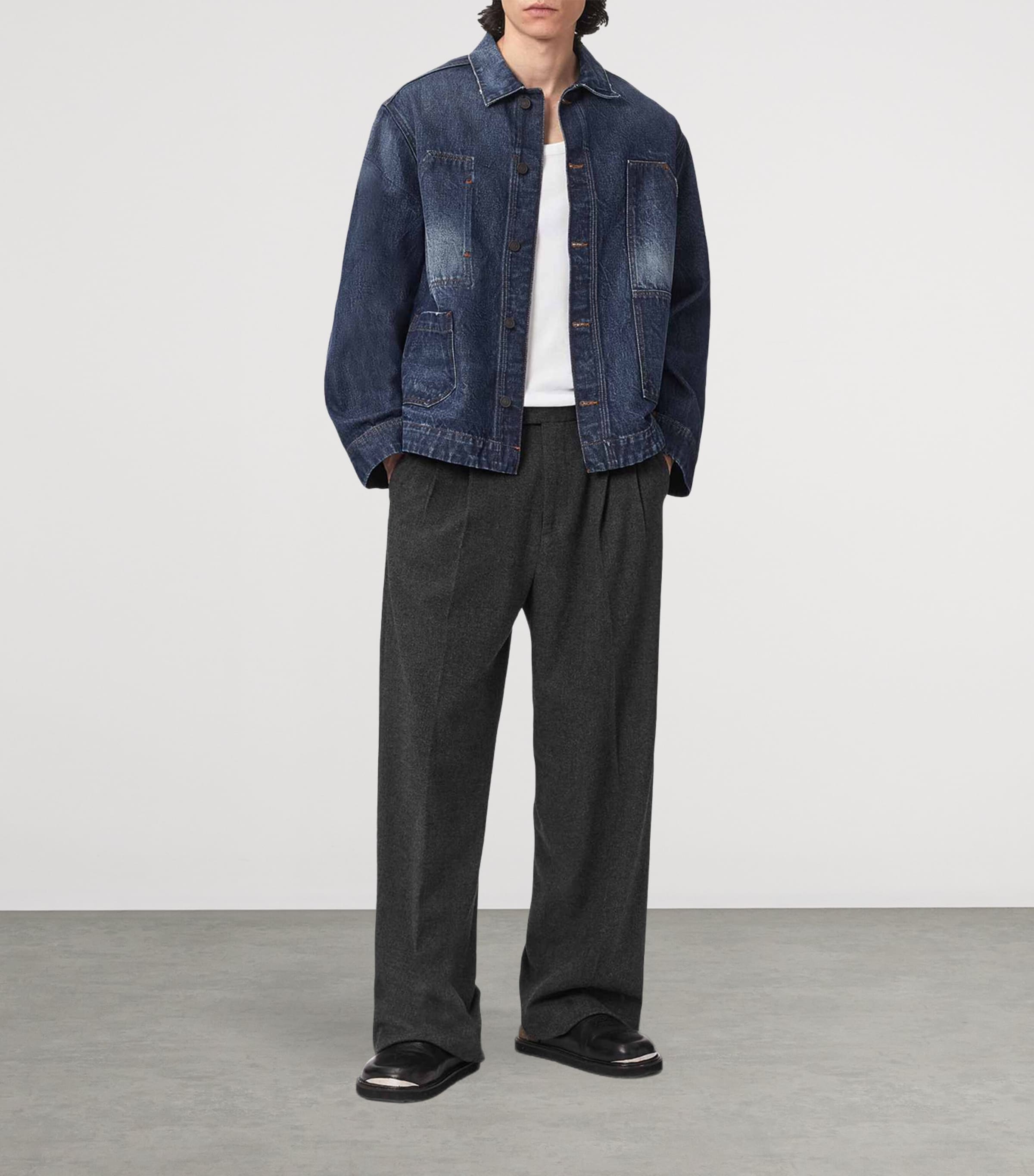 AllSaints Mens Mukesh Denim Jacket Dark Indigo Image 2