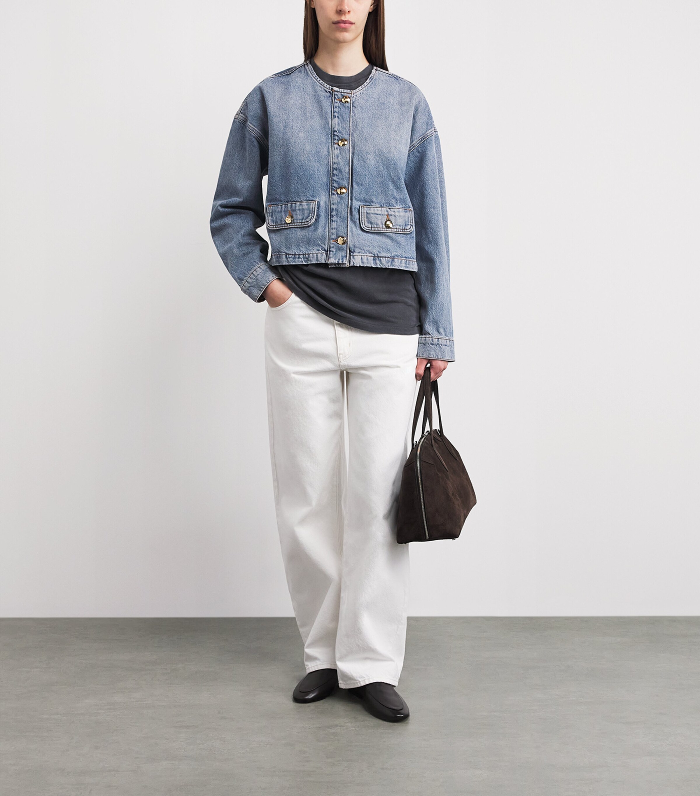 ANINE BING Womens Blanche Denim Jacket Caspian Blue Image 2