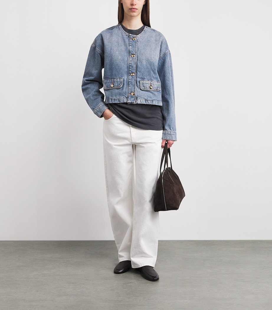 ANINE BING Womens Blanche Denim Jacket Caspian Blue Image 2