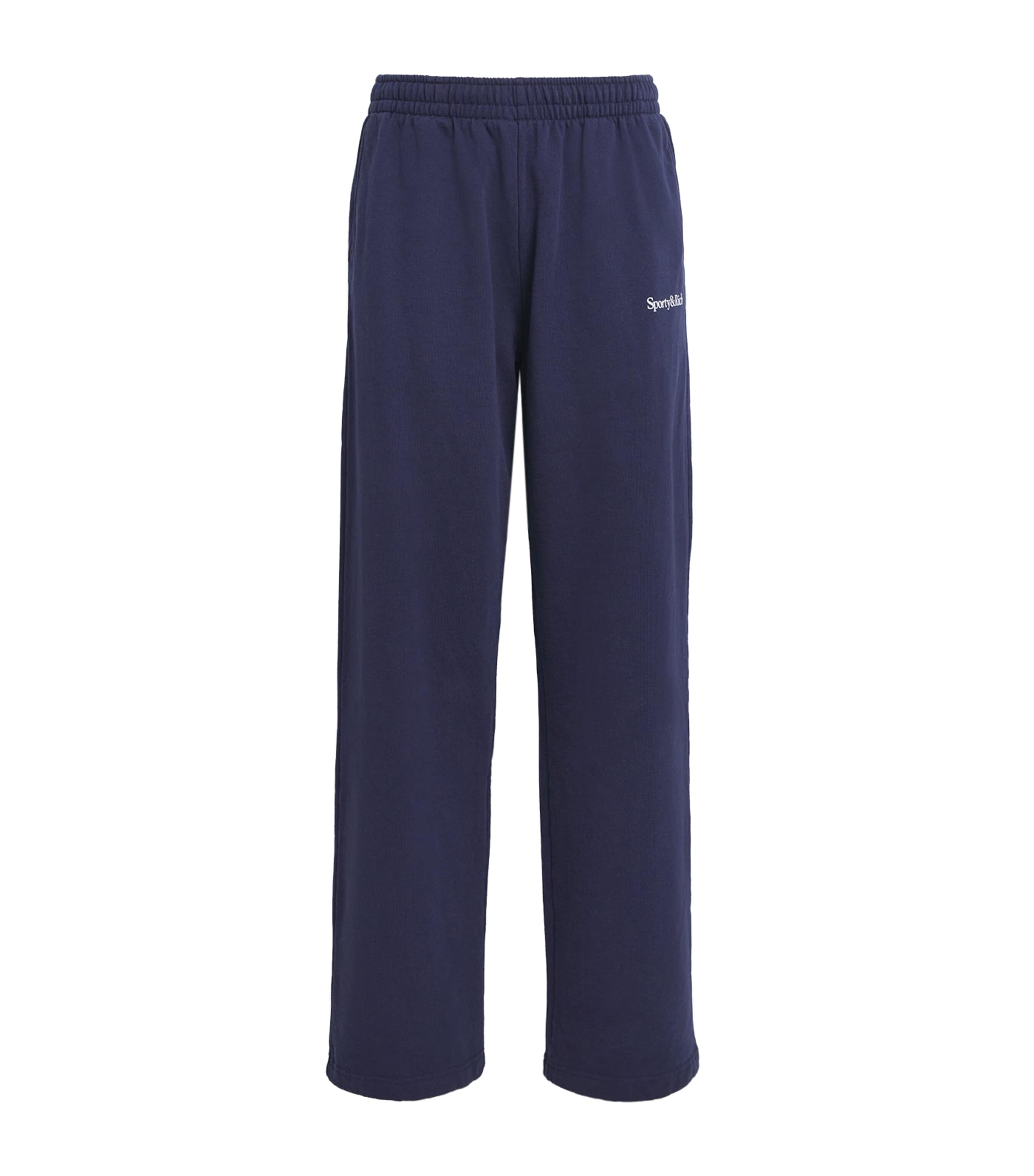 Sporty And Rich Cotton Signature Embroidered Sweatpants In Blue