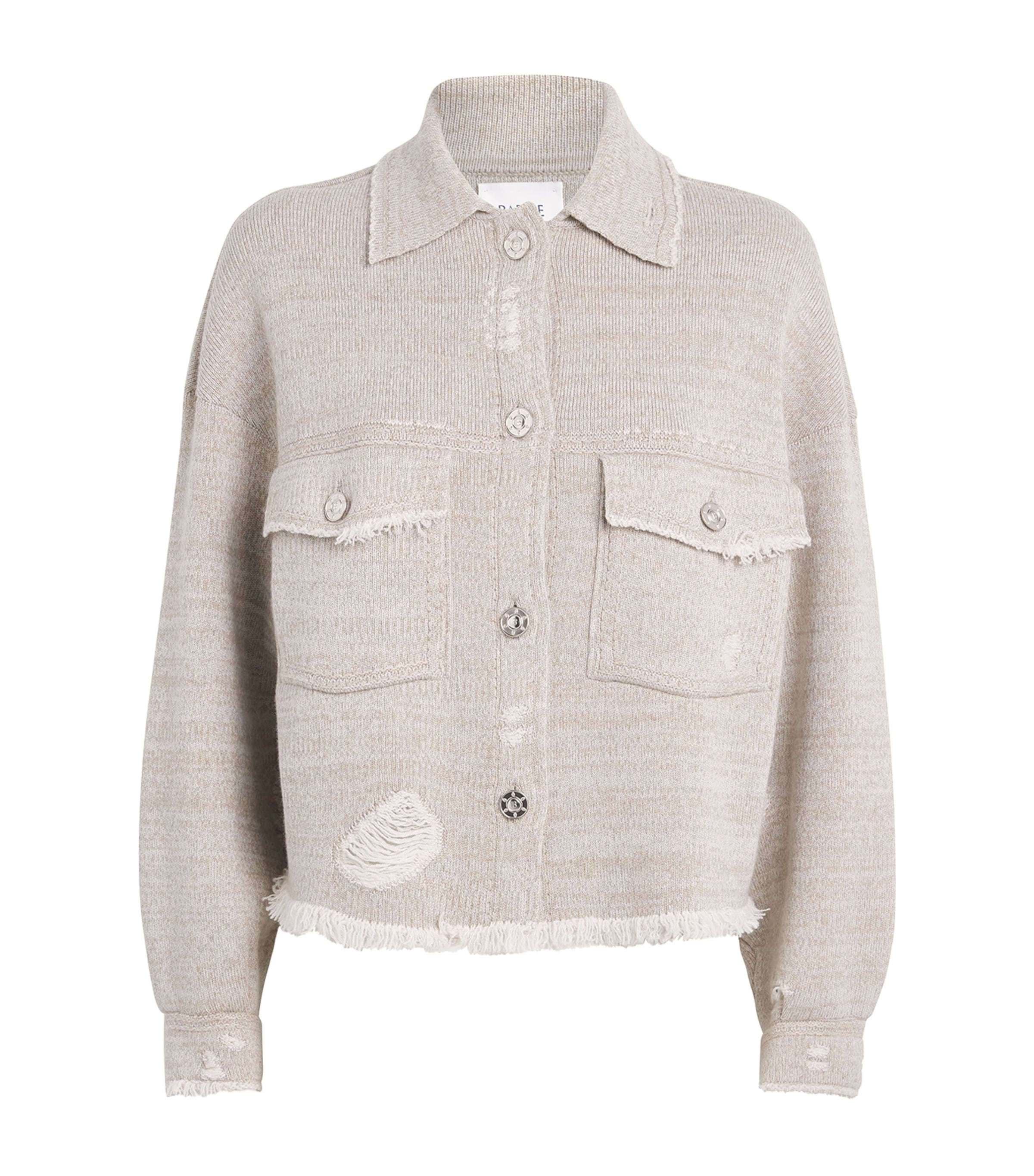 Barrie Womens Cashmere-Cotton Distressed Jacket Urchin Dark Image 1