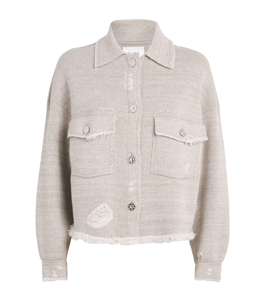 Barrie Womens Cashmere-Cotton Distressed Jacket Urchin Dark Image 1