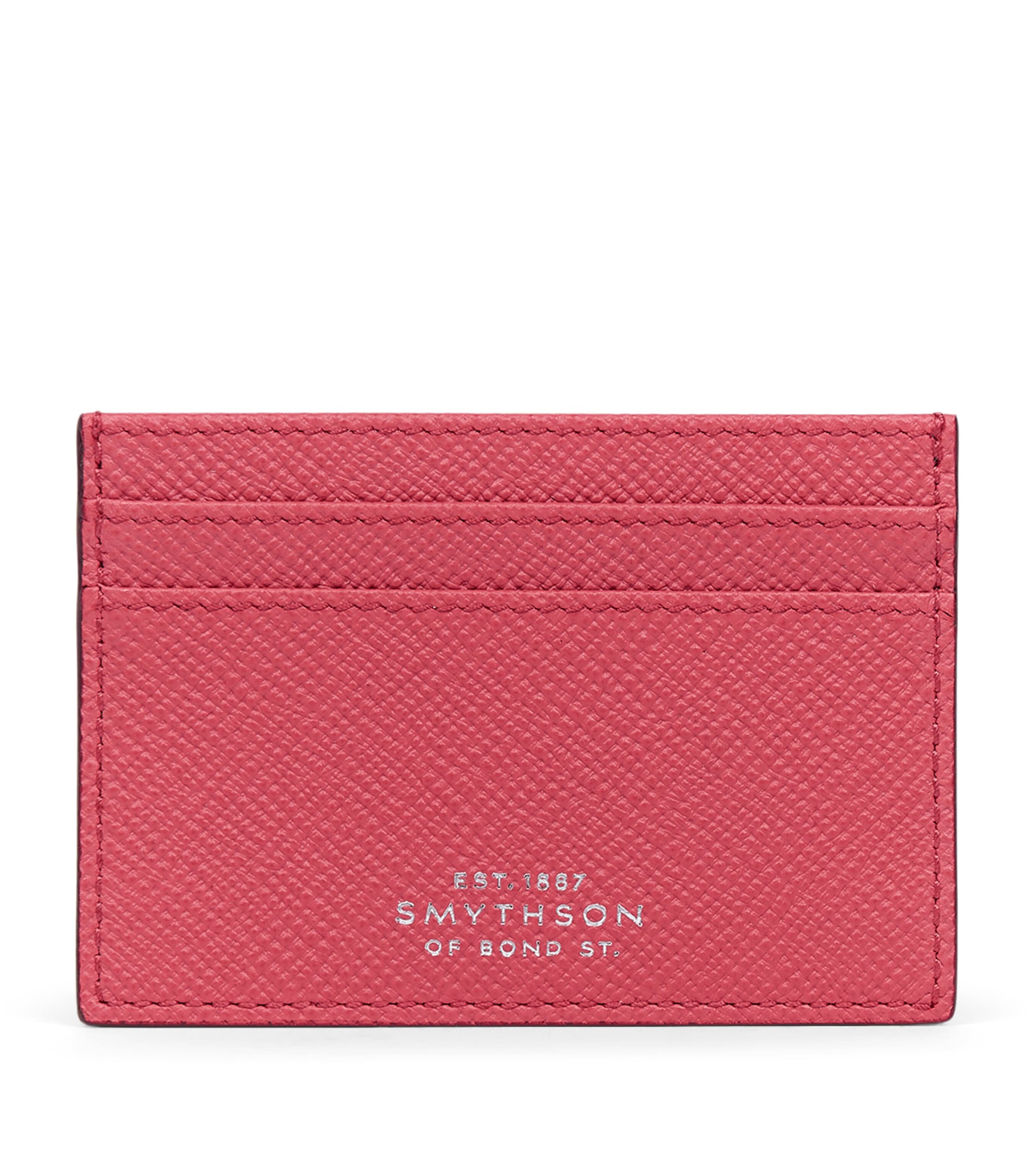 Smythson Panama Leather Card Holder In Pink