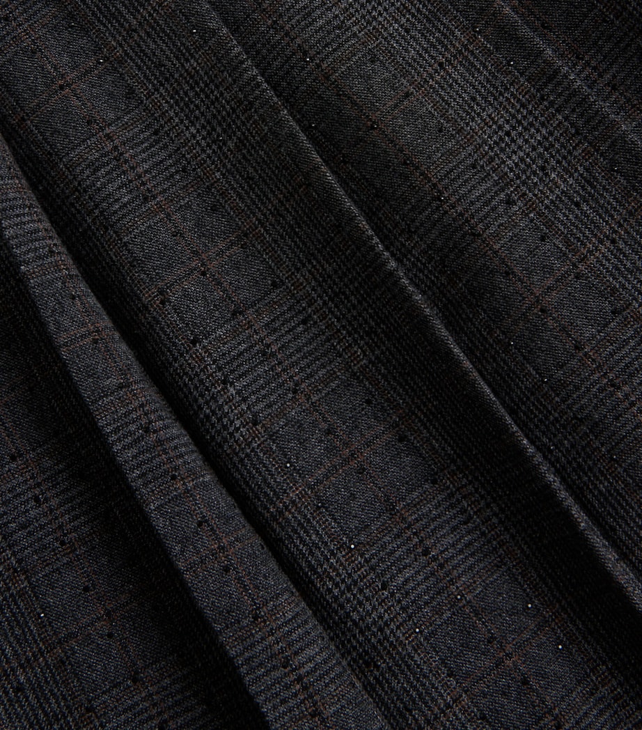 Pleated Rhinestone-Embellished Midi Skirt GREY / BROWN Image 5