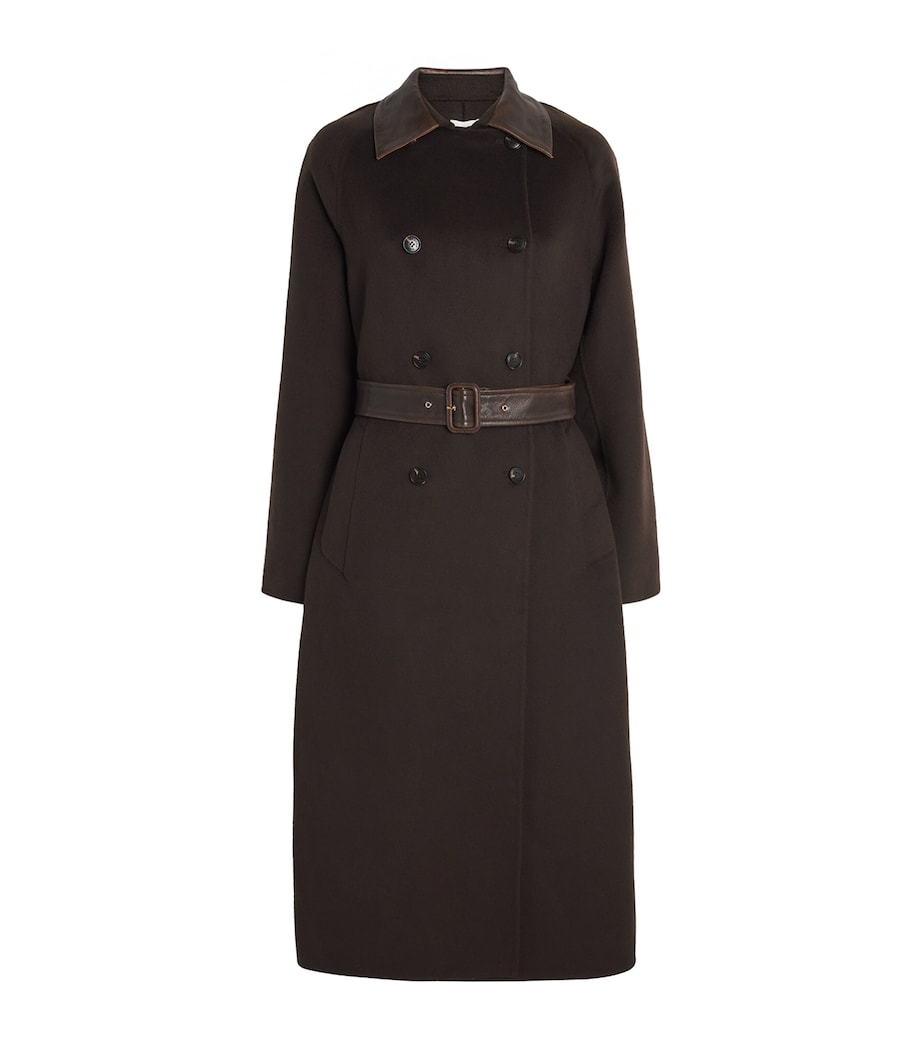 Wool Leather-Collar Coat BROWN Image 1