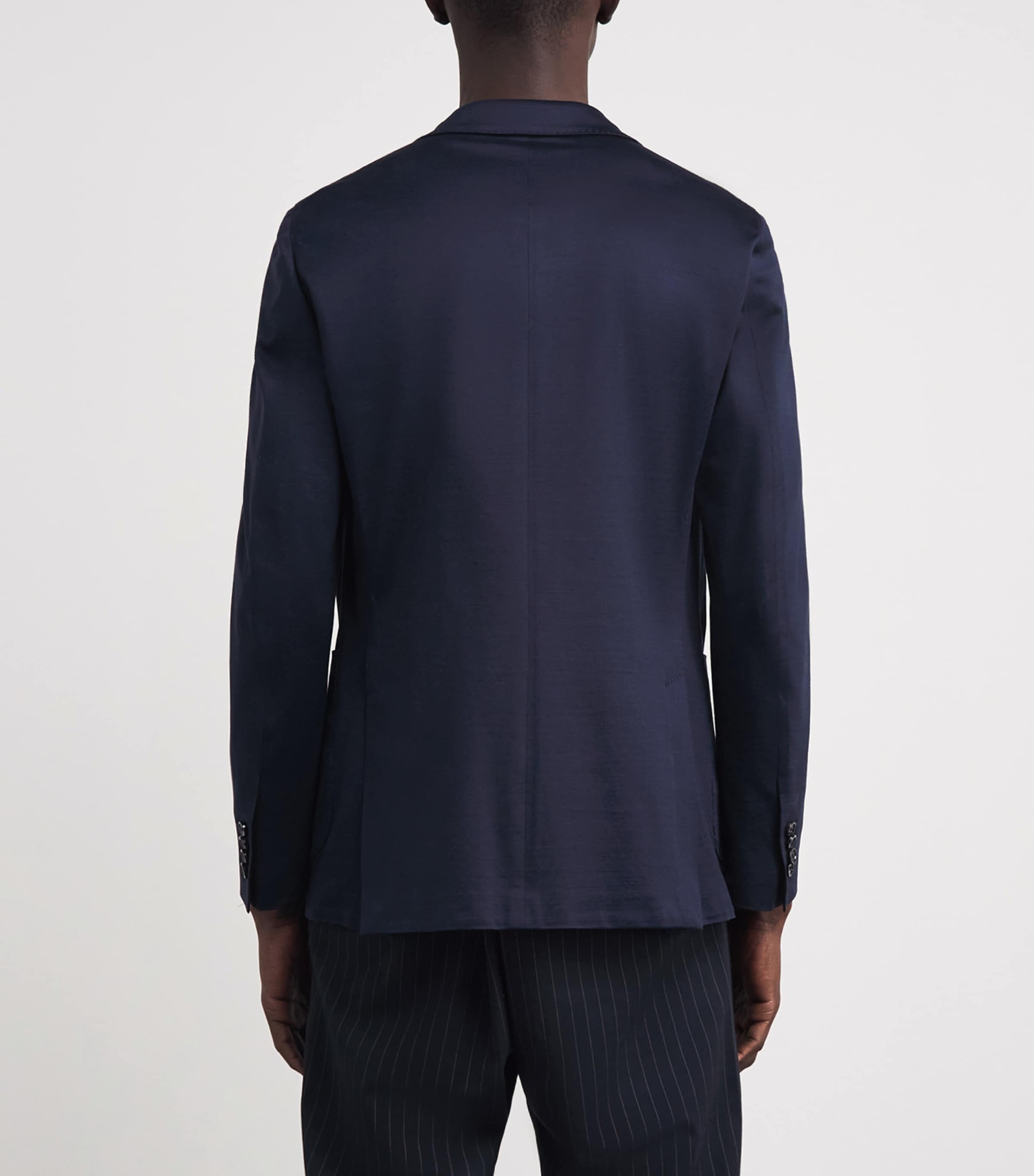 Lardini Mens Cotton Single-Breasted Blazer Navy Image 5