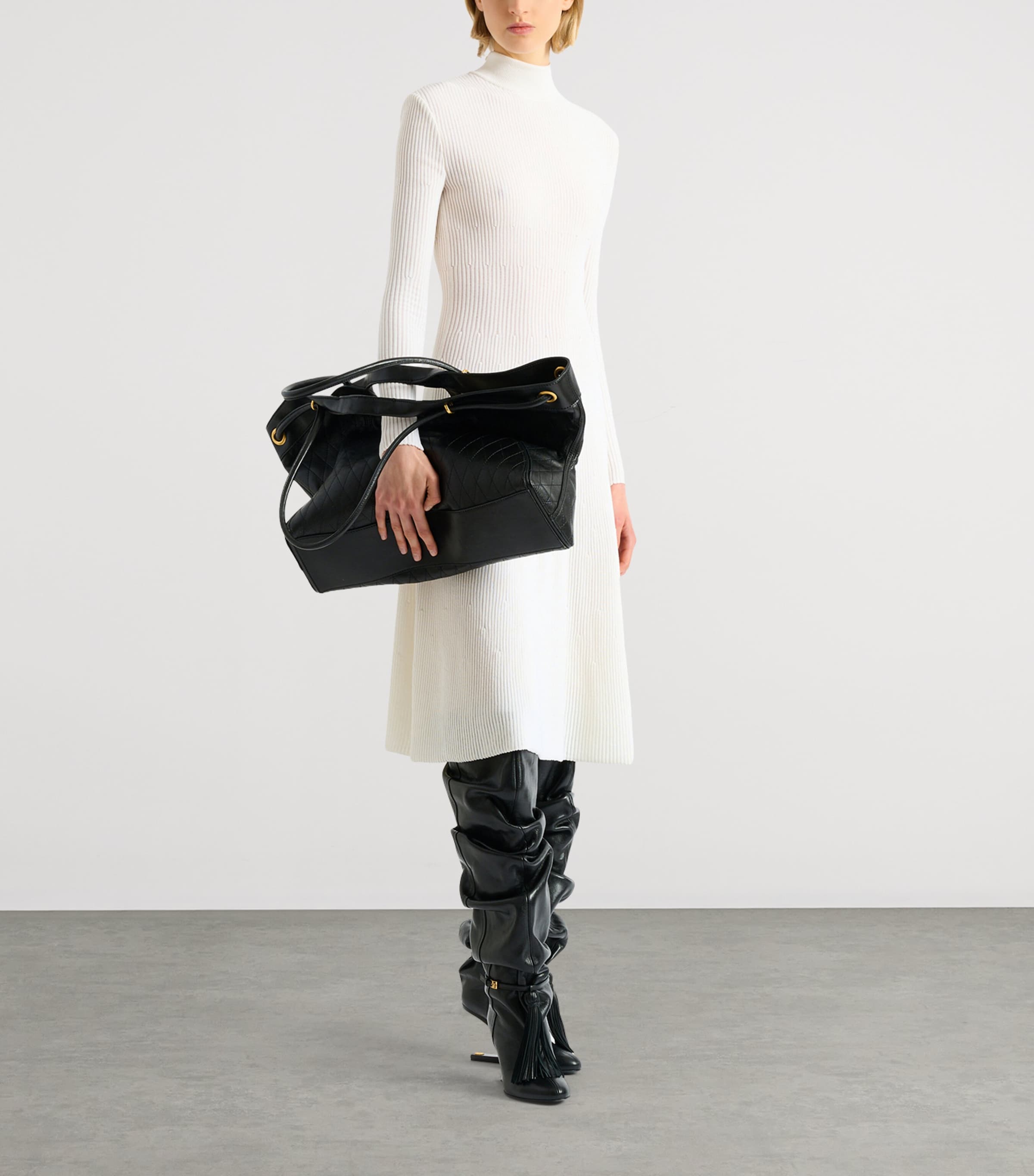 Balmain Womens Rib-Knit Maxi Dress Écru Image 2