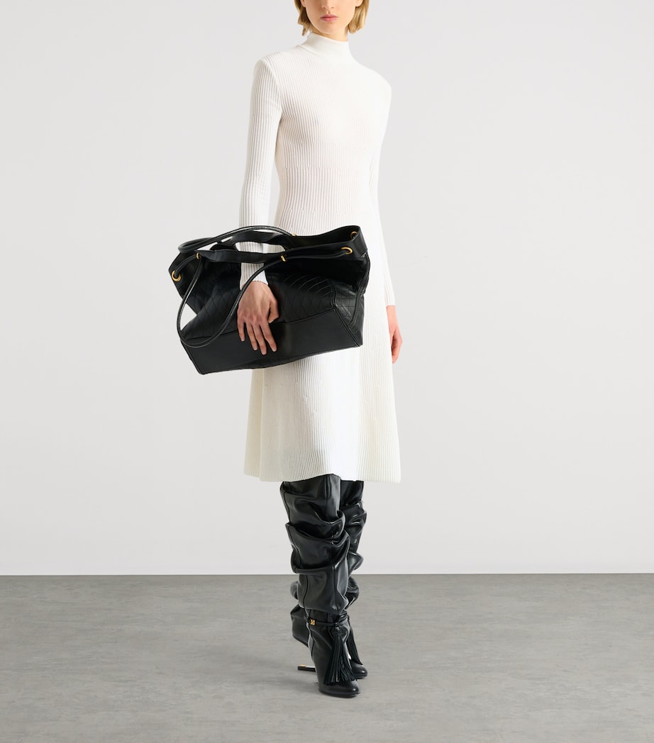 Balmain Womens Rib-Knit Maxi Dress Écru Image 2