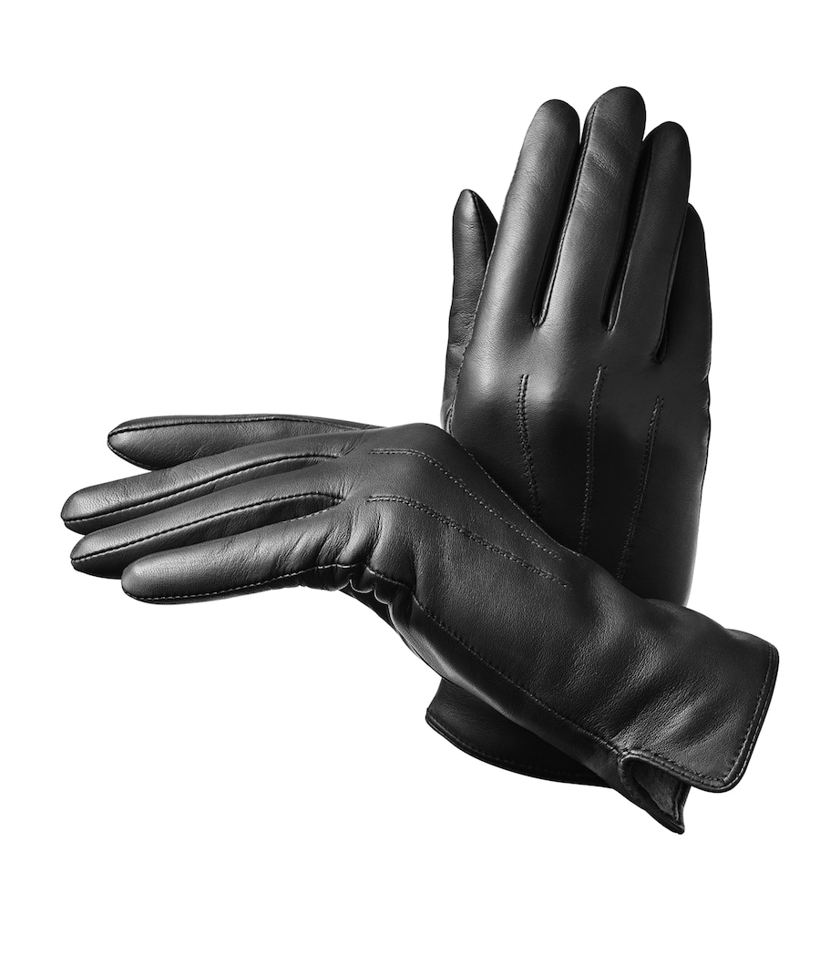 Women's Wool-Cashmere Lined Leather Gloves (Medium) BLACK Image 1