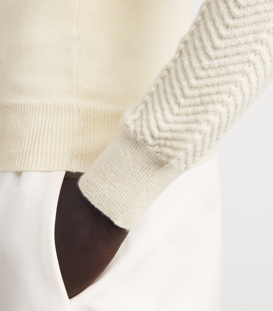 Colombo Womens Cashmere Chevron Sweater R White Image 3