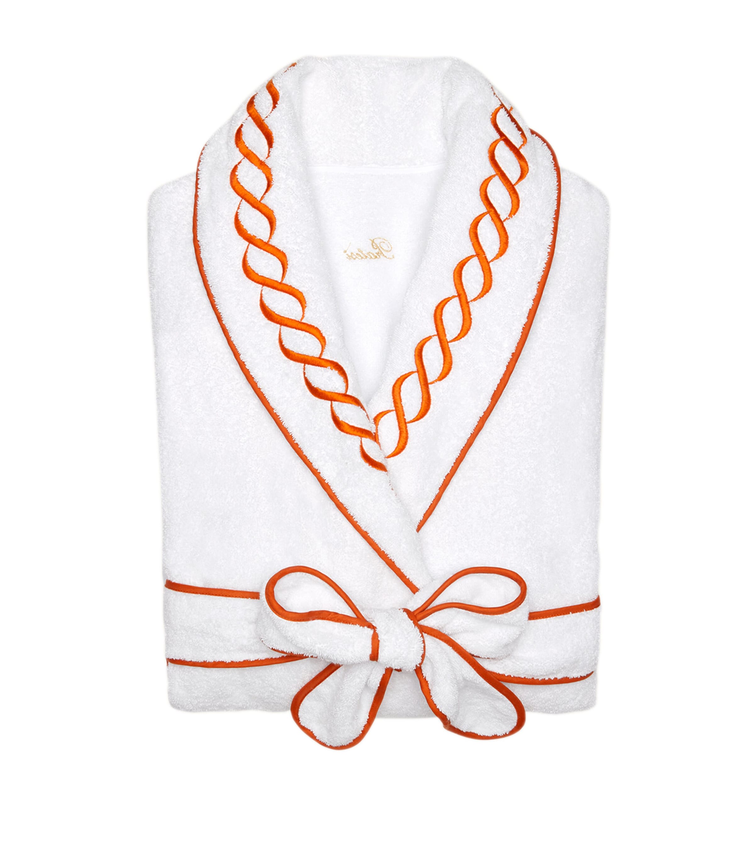 Cotton Treccia Bathrobe (Extra Large) WHITE/ORANGE Image 2