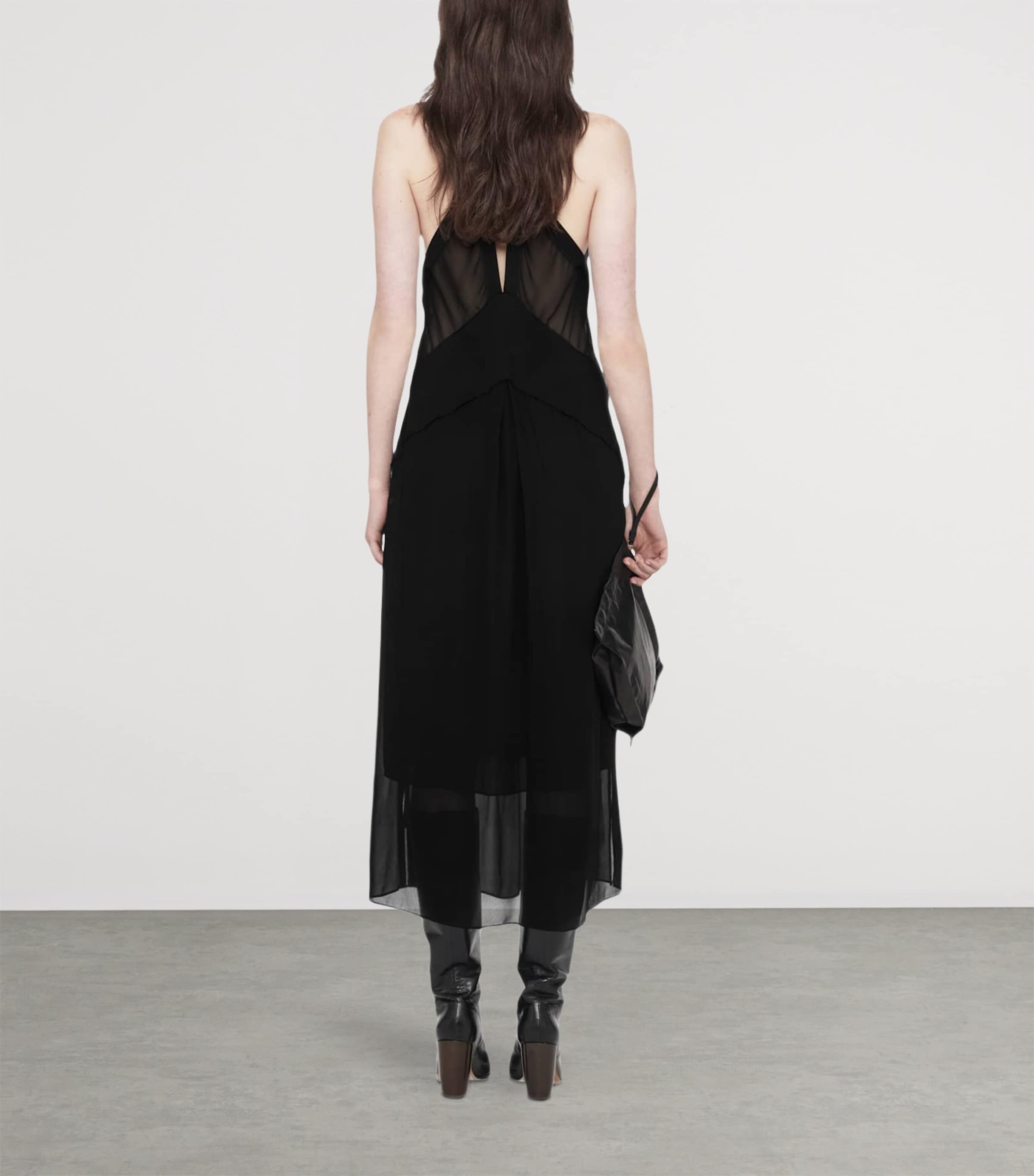 AllSaints Womens Chiffon Fawn Midi Dress Black Image 7